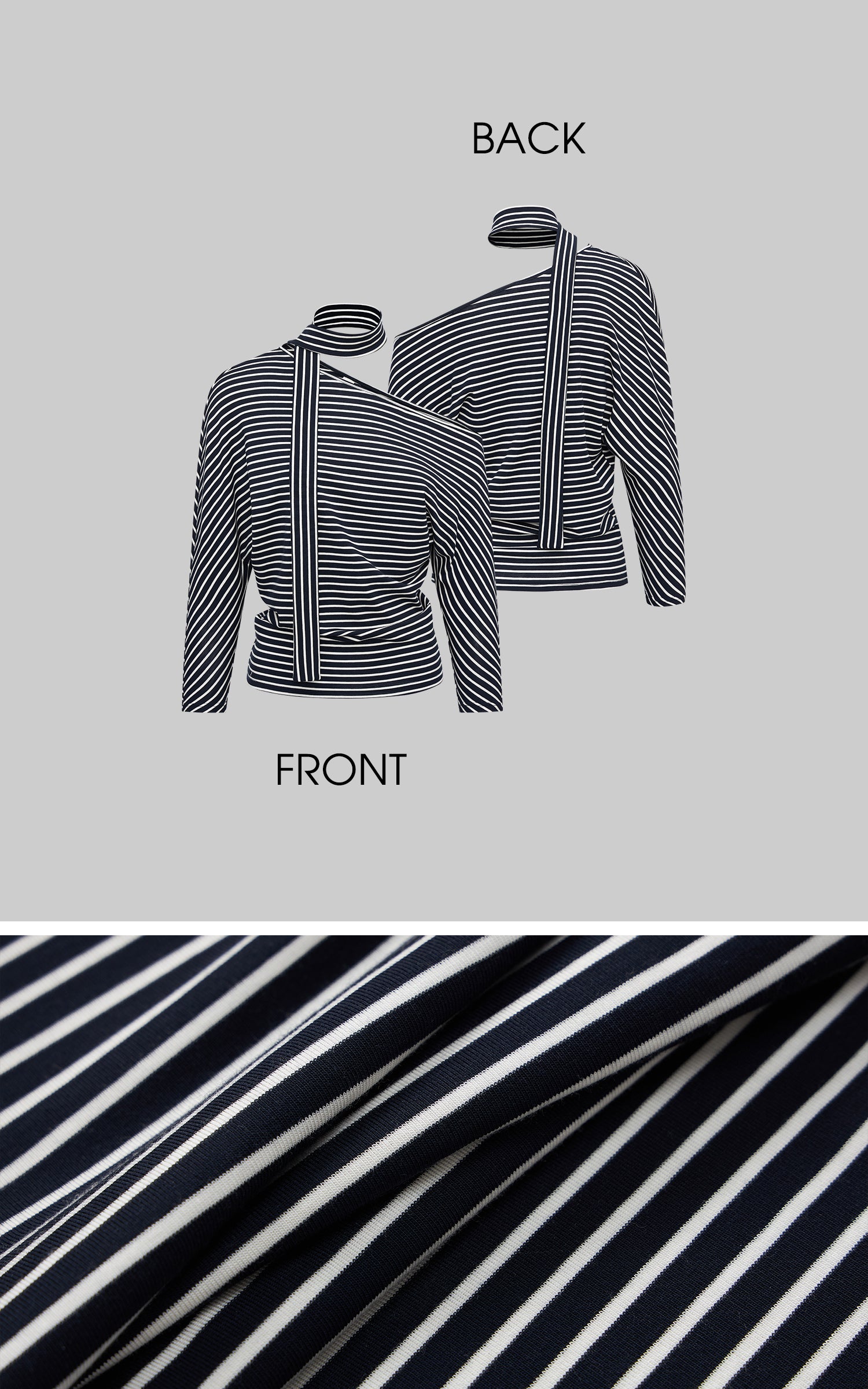 IAMXIAA ストライプワンショルダーTシャツ（スカーフ付き）