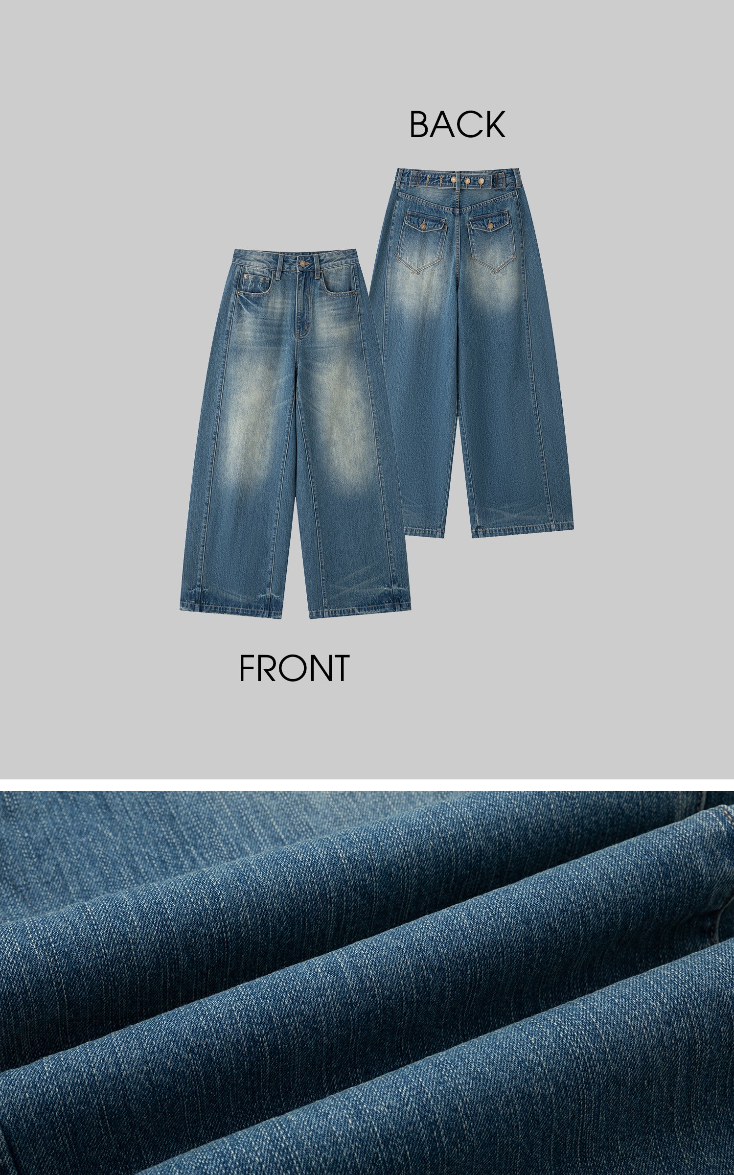 IAMXIAA ヴィンテージ ワイドレッグ デニム ジーンズ