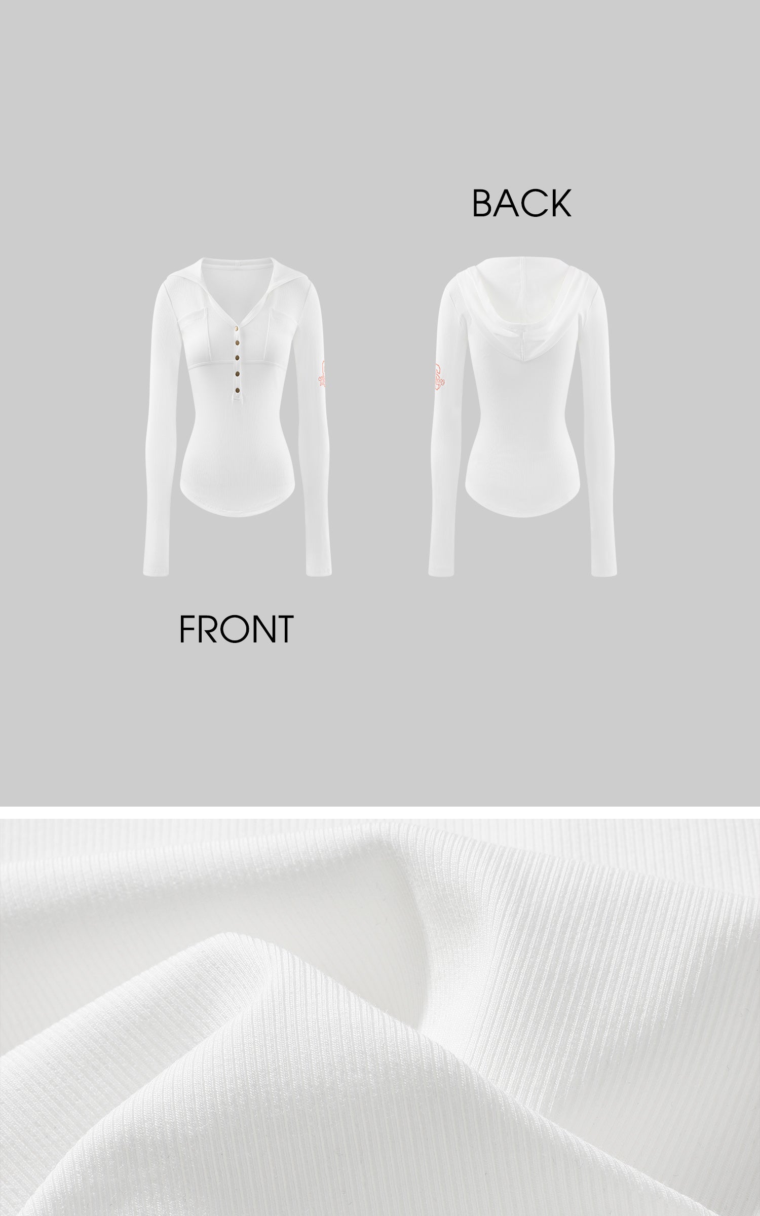 フード付きヘンリースリムフィット長袖Tシャツ