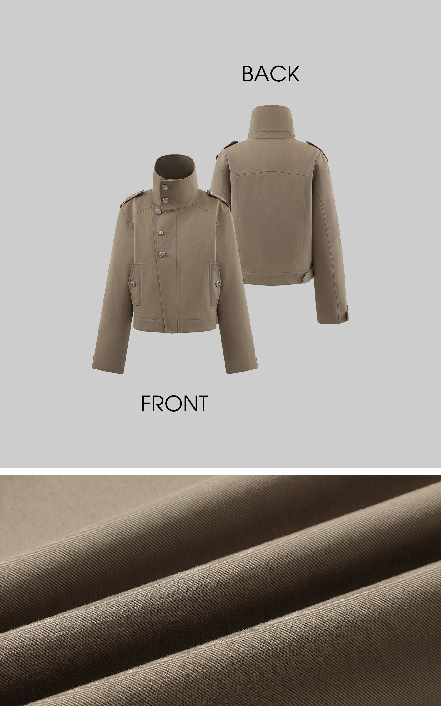 WARDEN EDGE アシンメトリッククロージャー付き構造的ハイカラートレンチジャケット