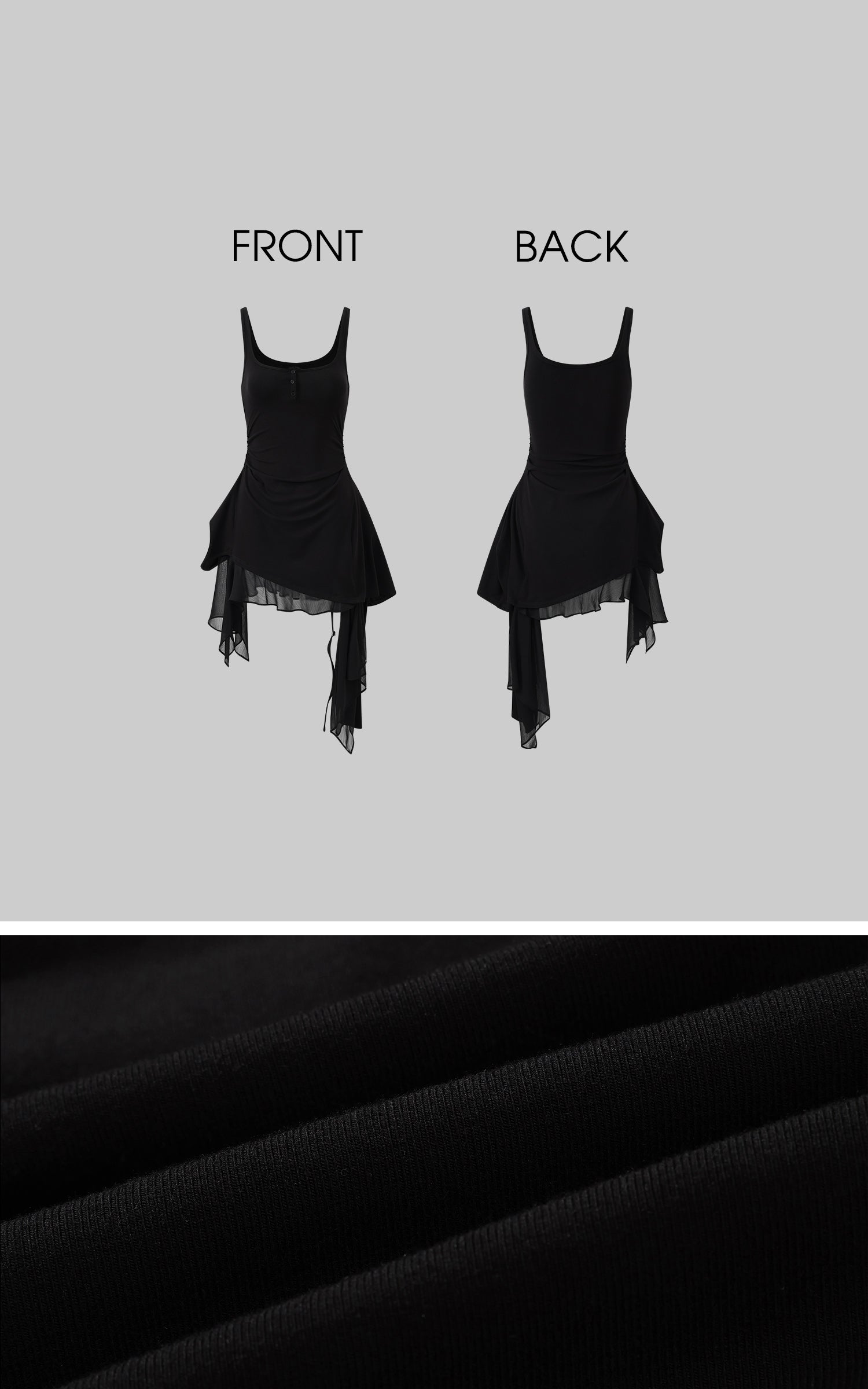 WARDEN EDGE Layered Mesh Hem Dress with Raw Draping - PINKPARKS