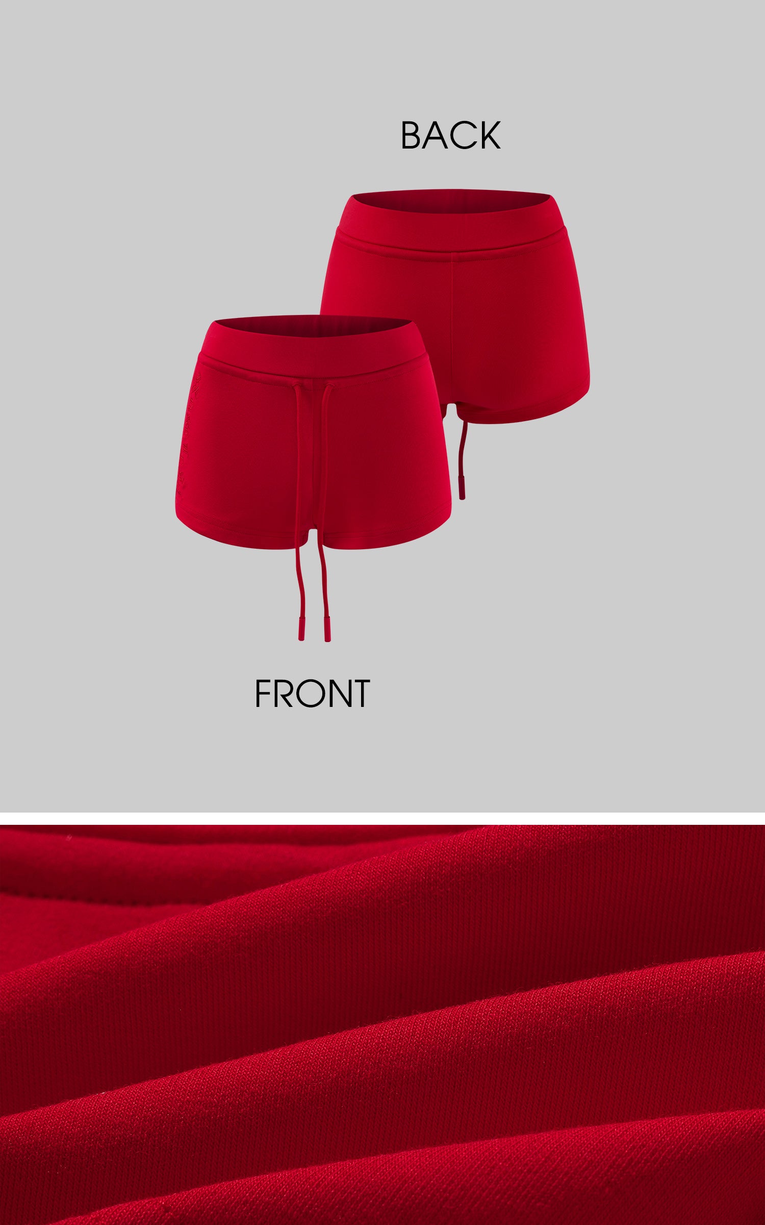 Rase le sol レッド刺繍ジップパーカー &amp; ショーツセット