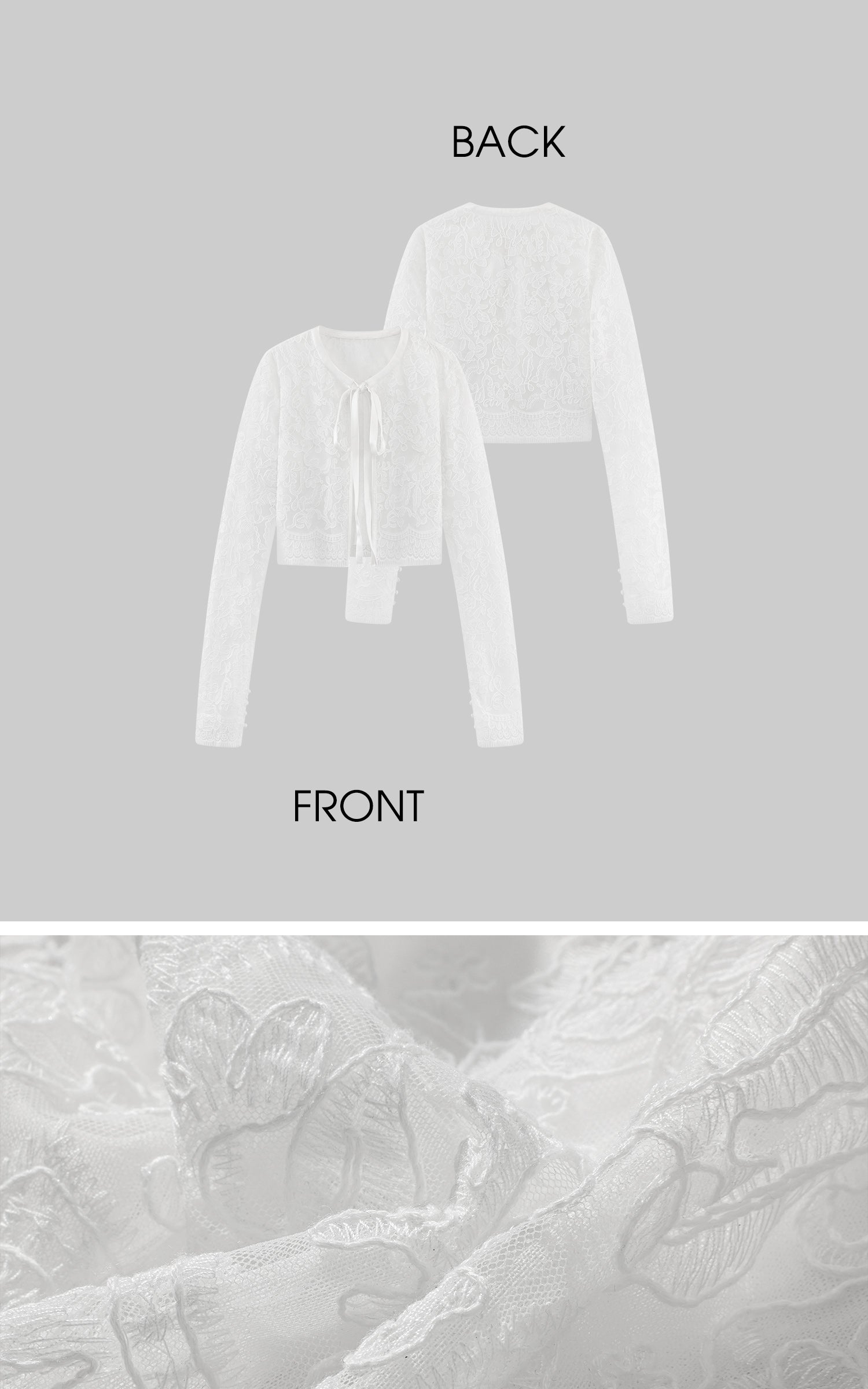 ROVENTE シアーレースタイフロントカーディガン