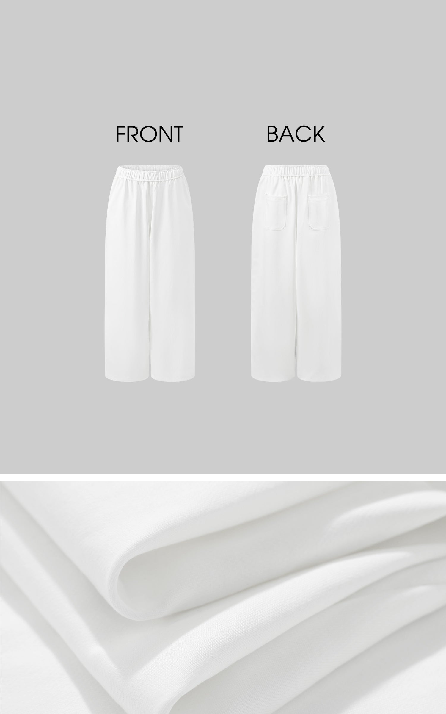 ROVENTE Drawstring Wide-Leg Trousers in White - PINKPARKS