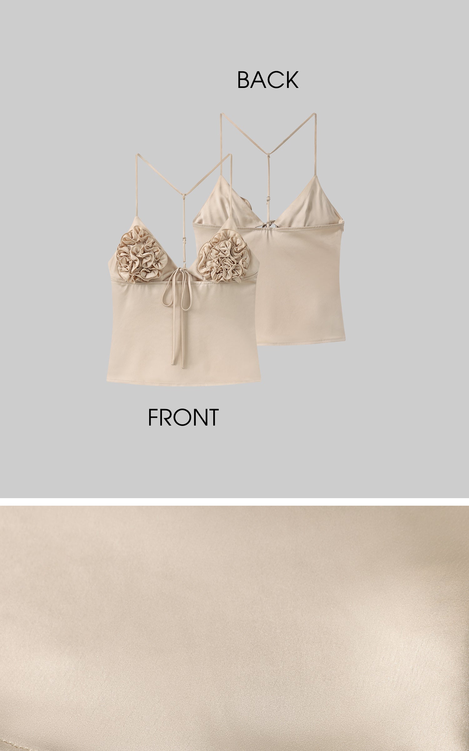 ROVENTE Rosette Detail Satin Camisole with Adjustable Straps - PINKPARKS