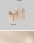 ROVENTE Rosette Detail Satin Camisole with Adjustable Straps - PINKPARKS