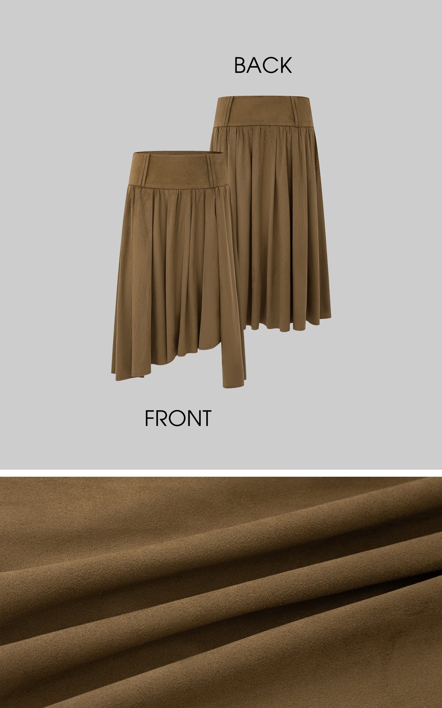 IAMXIAA アシンメトリックプリーツミディスカート ハイウエストディテール付き