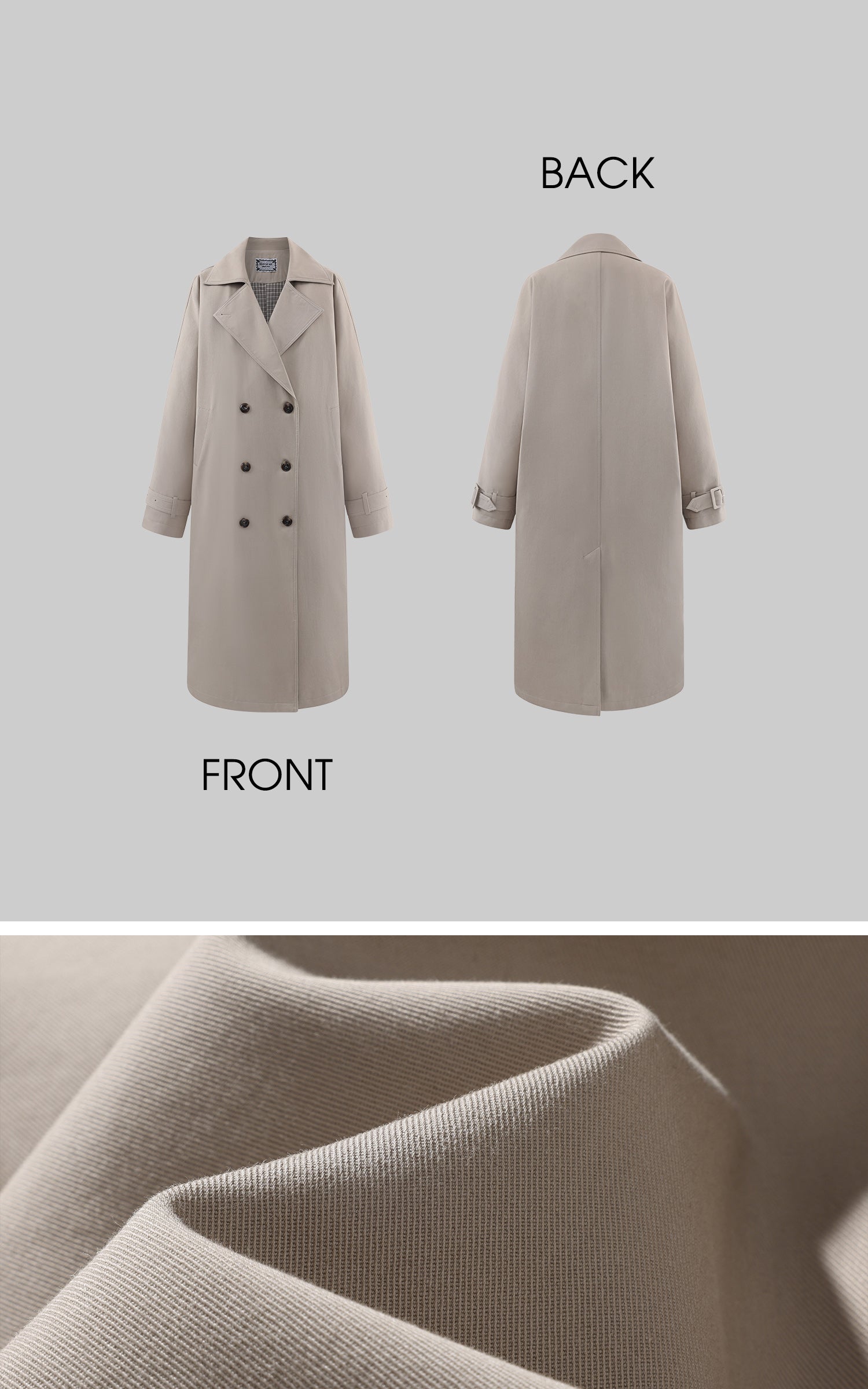 Rase le sol チェックの内張り付きリバーシブルロングトレンチコート