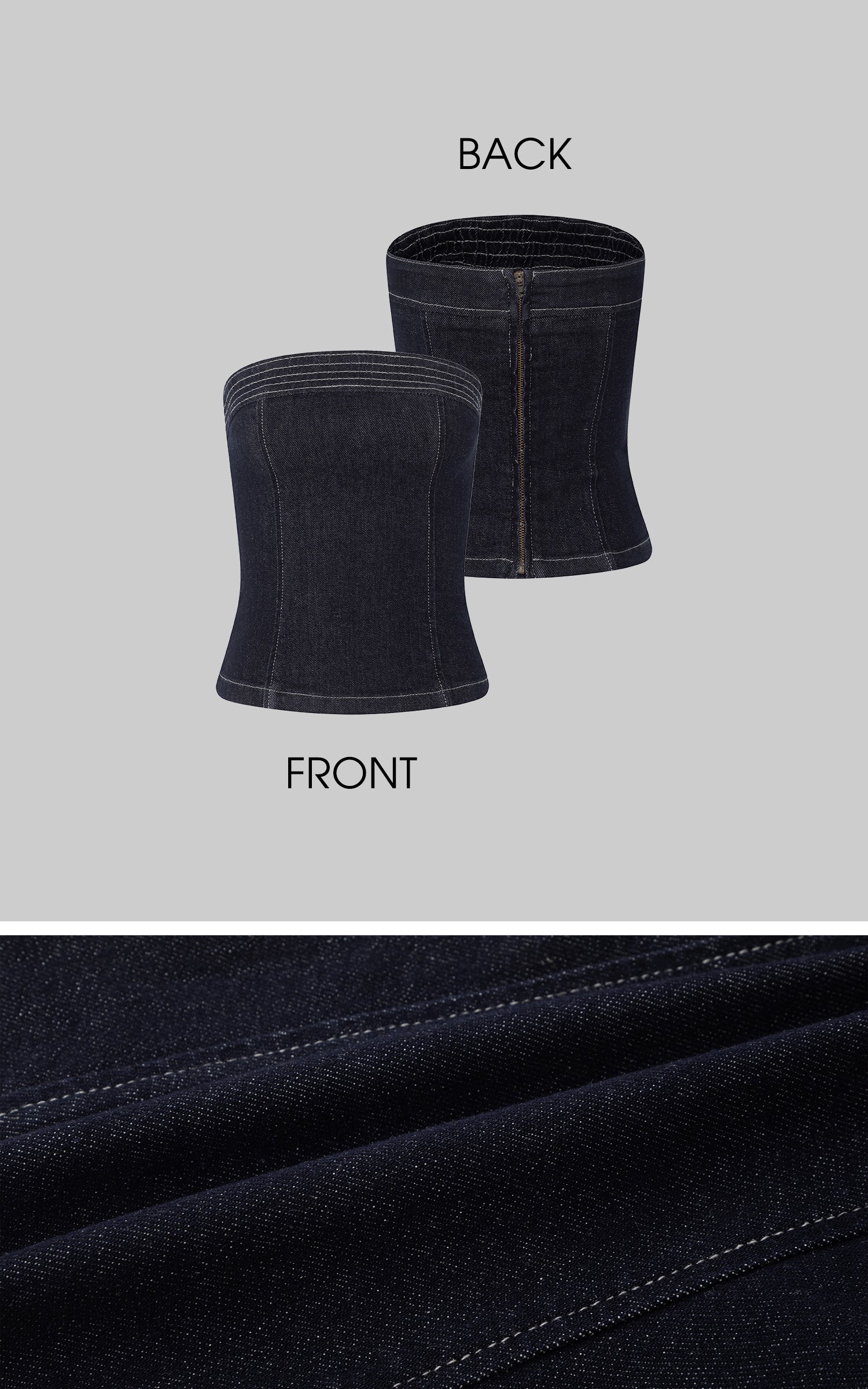 IAMXIAA ストラップレスデニムトップ＆フレアパンツ2点セット