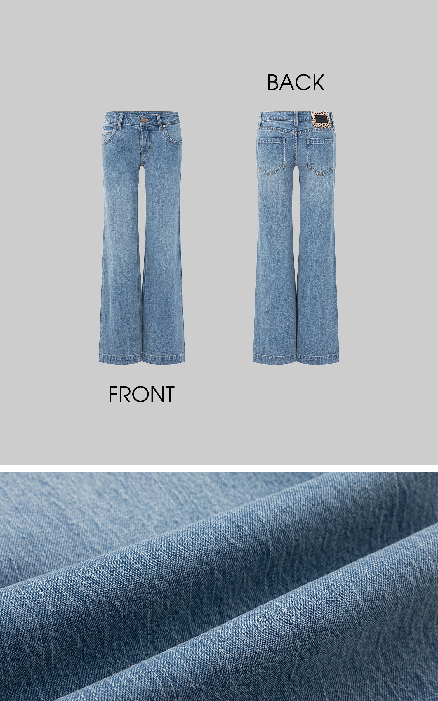 IAMXIAA ローライズクリーンラインフレアデニム