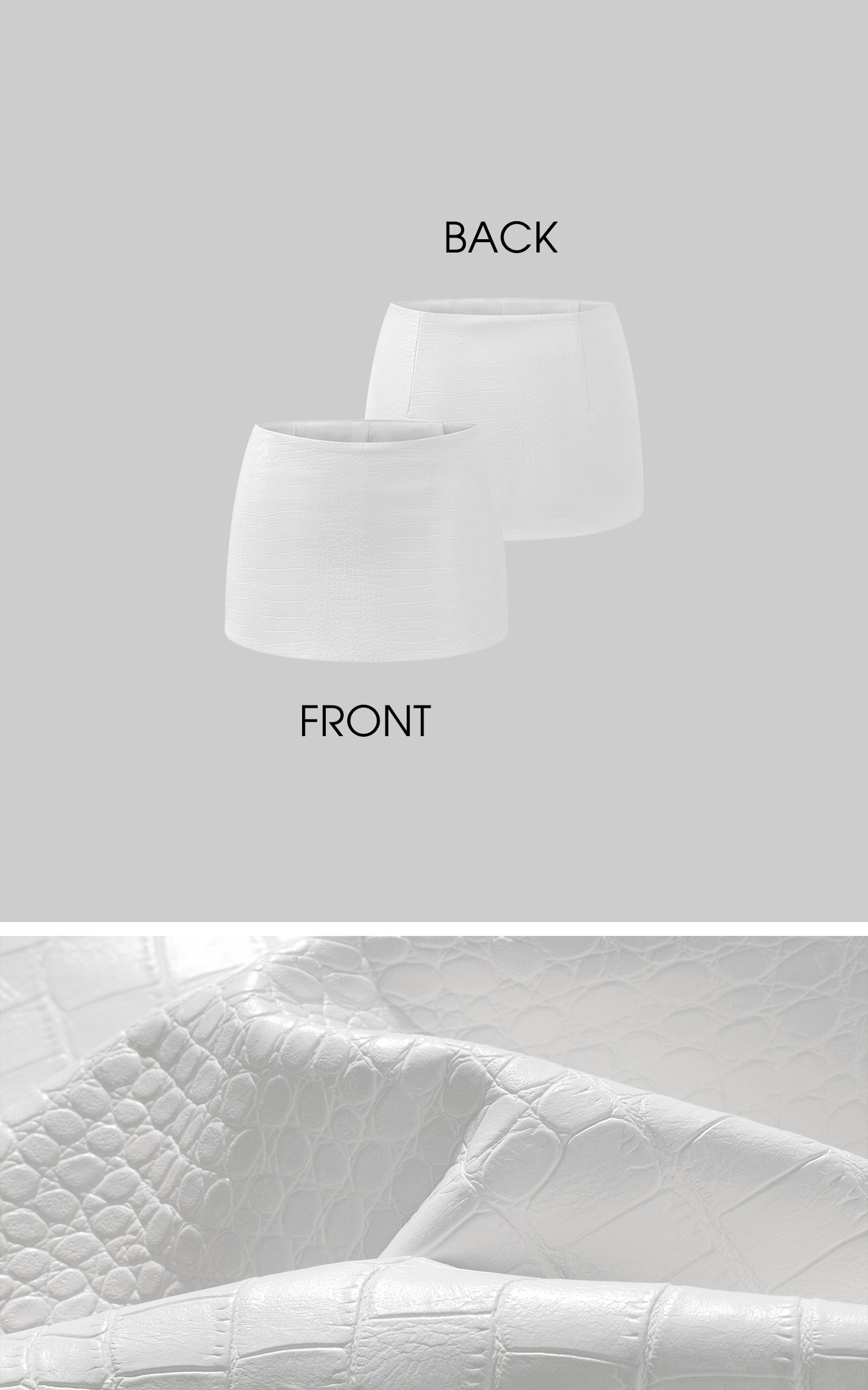 ROVENTE Croc-Embossed White Leather Mini Skirt - PINKPARKS