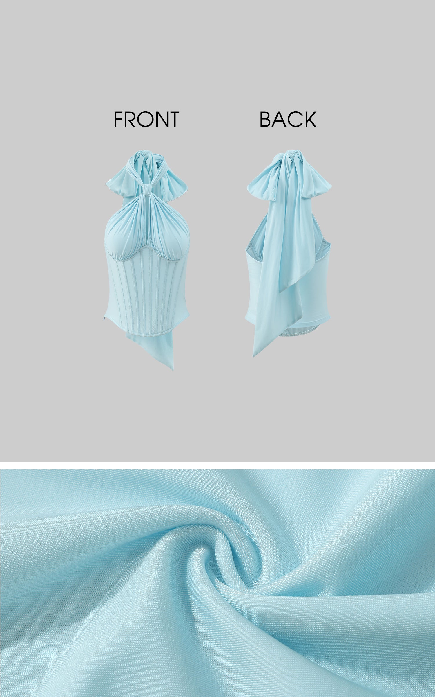 ROVENTE Draped Halterneck Corset Top - PINKPARKS