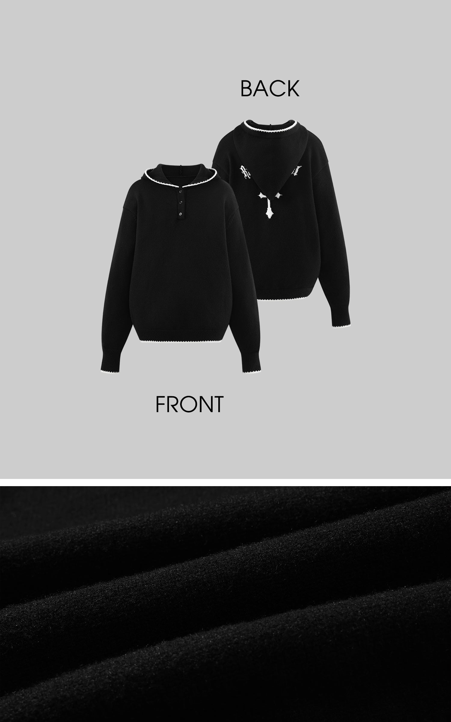 Rase le sol フーディプルオーバーとショーツ付きの修道院ニットウェアセット