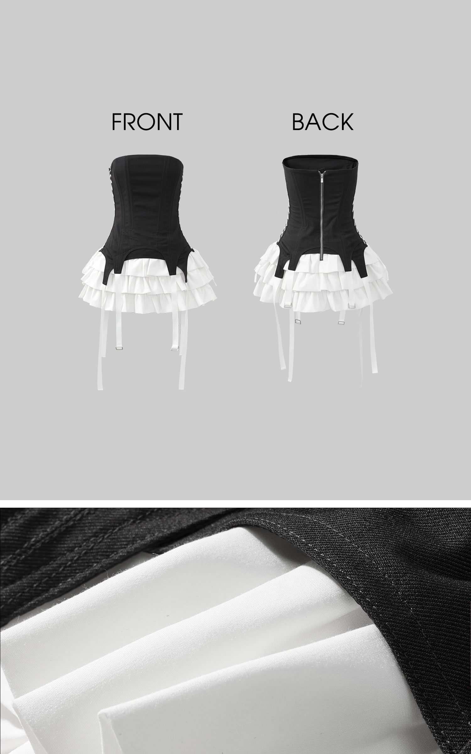 WARDEN EDGE Corset Dress with Tiered Pleated Hem and Side Lace-Up Detail - PINKPARKS