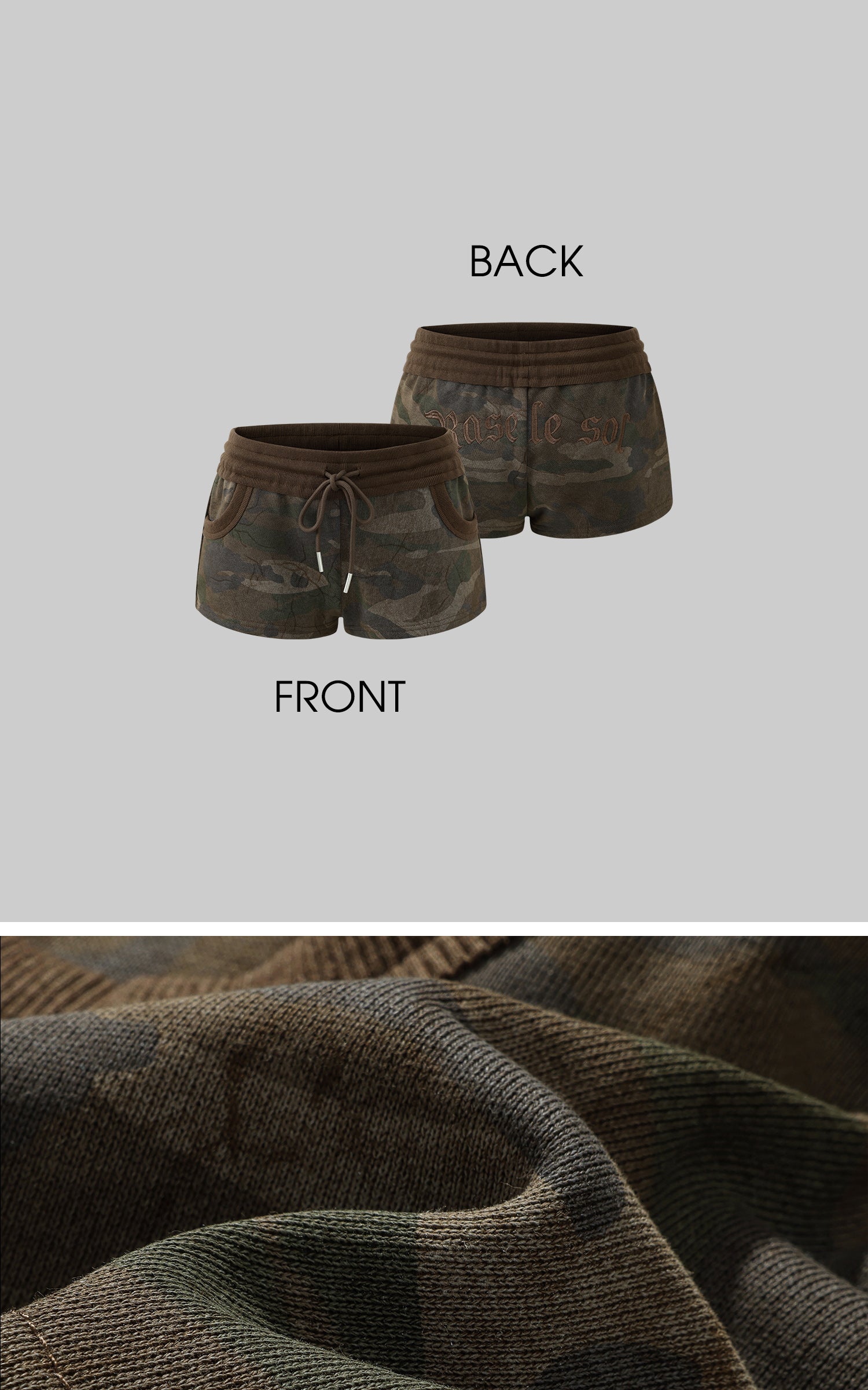 Rase le sol Camouflage Terry Shorts - PINKPARKS