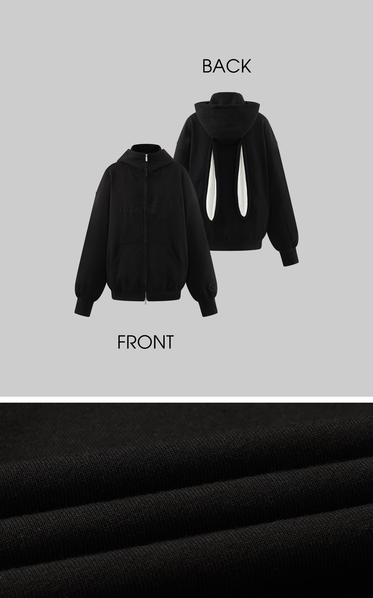 Rase le sol バニーイヤーフーディーとワイドレッグスウェットパンツセット