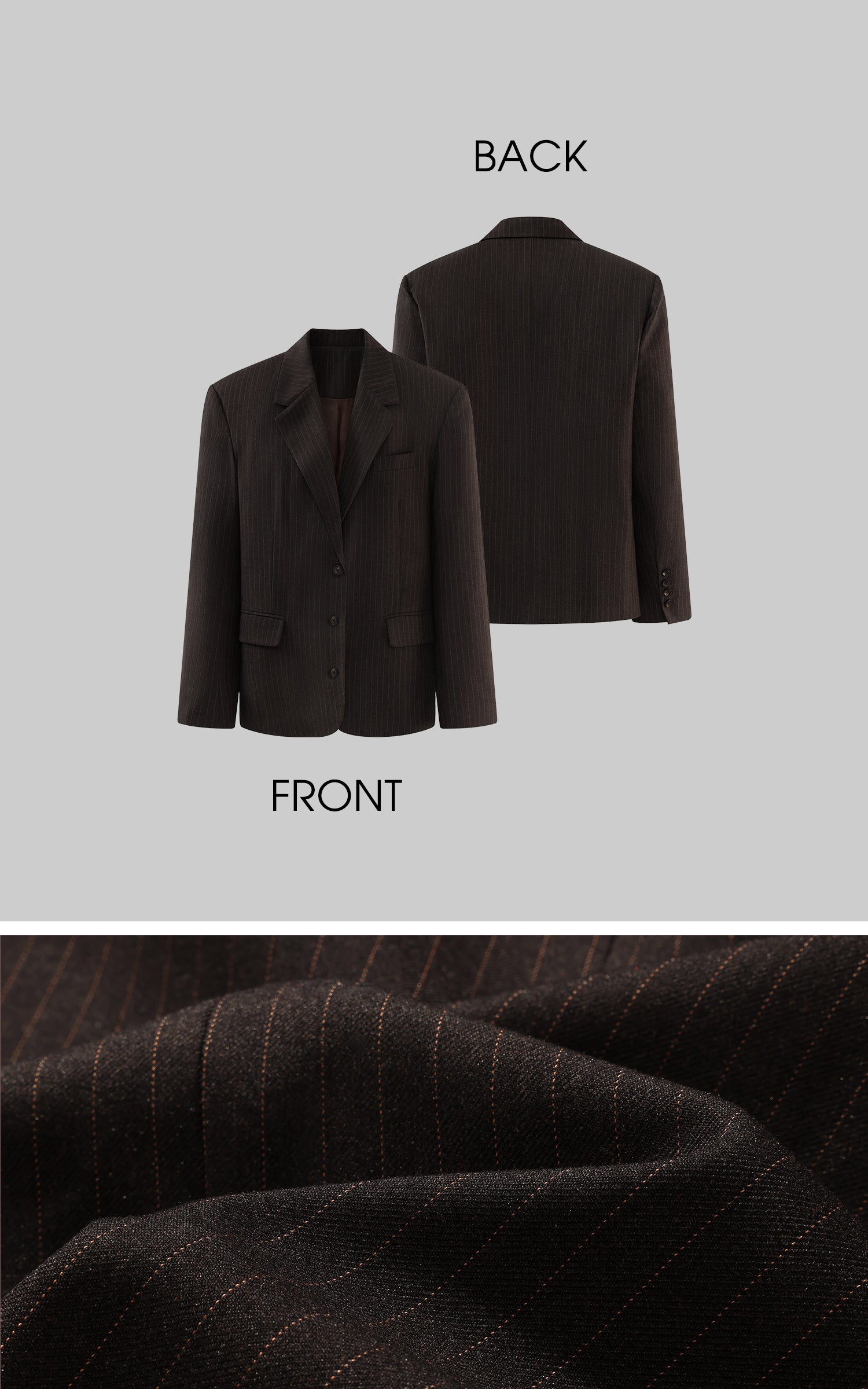 ROVENTE ブレザービスチェ＆ワイドパンツ付きテーラードピンストライプスーツセット