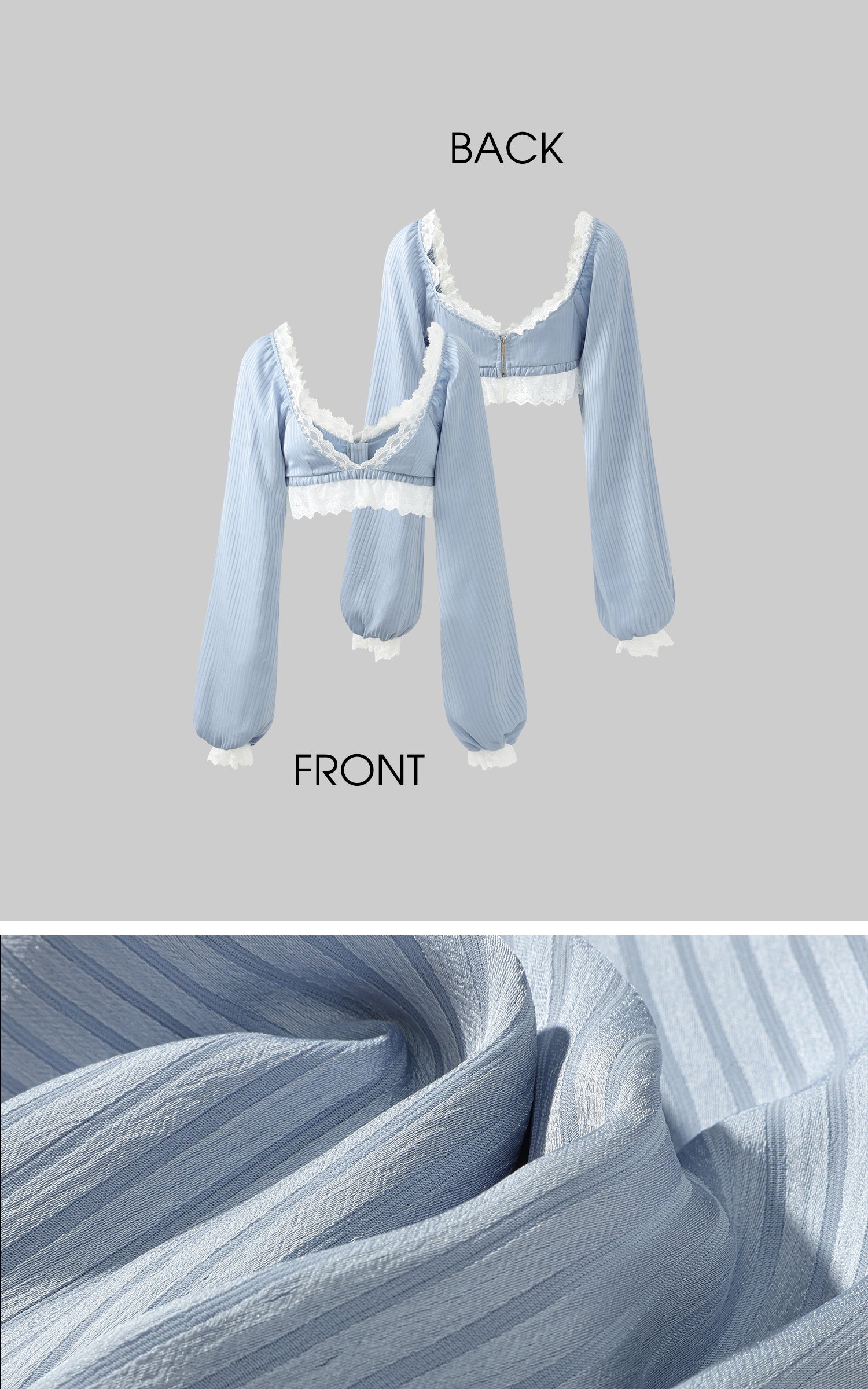 Rase le sol Lace Trim Lantern Sleeve Top &amp; Shorts Set - PINKPARKS