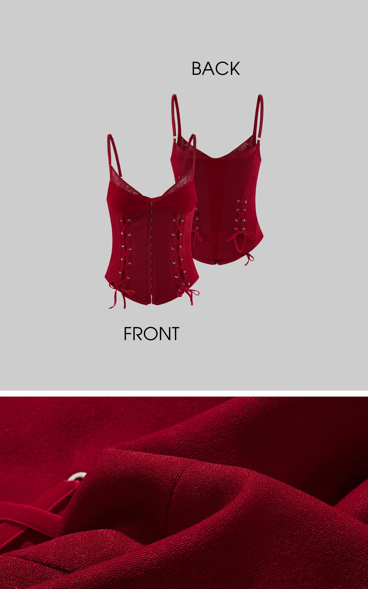 Rase le sol サイドレースアップディテール付きベルベットコルセットキャミソール