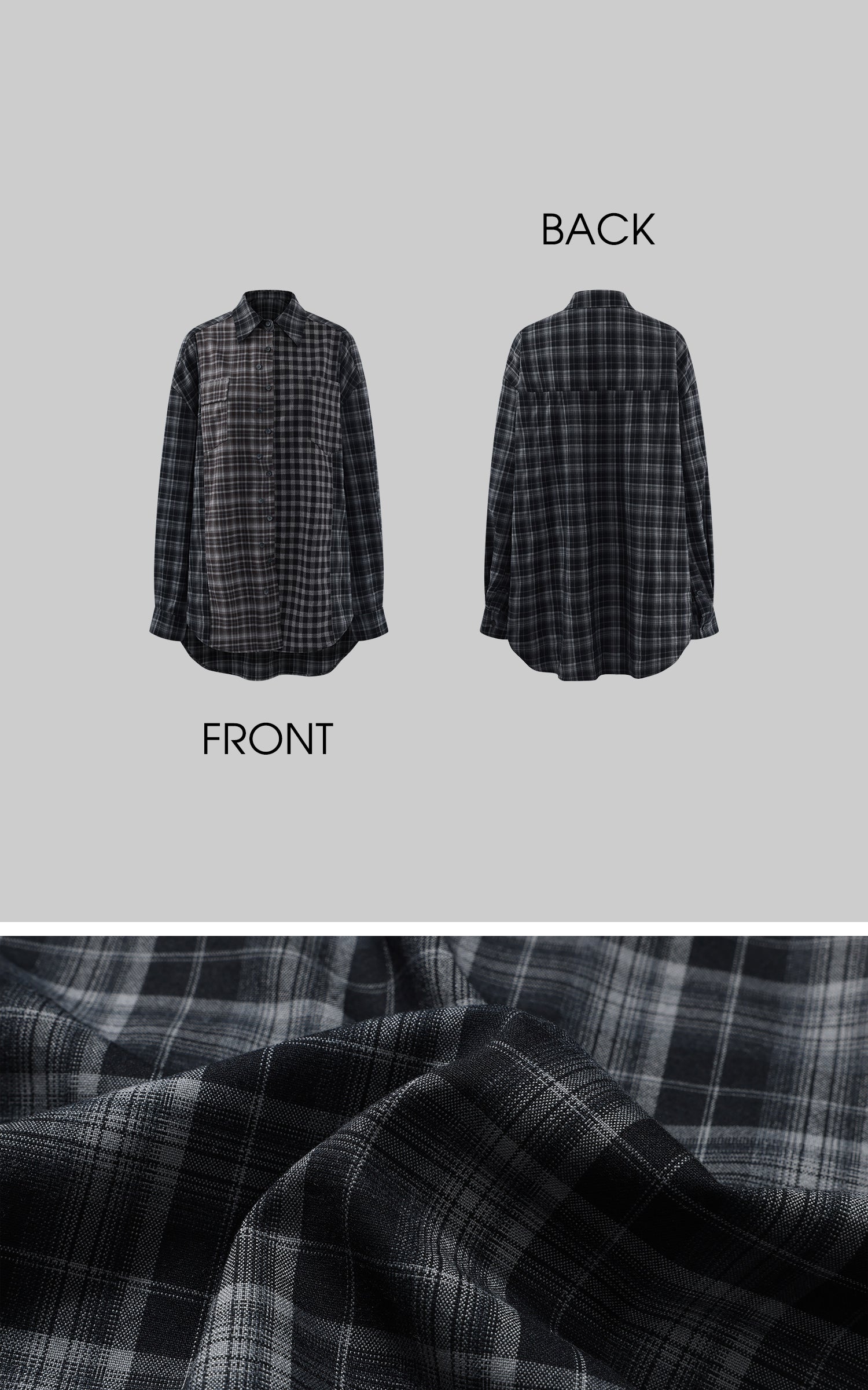 パッチワークチェック リラックスフィットシャツ