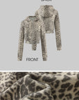 ROVENTE レオパード柄クロップドジップパーカー