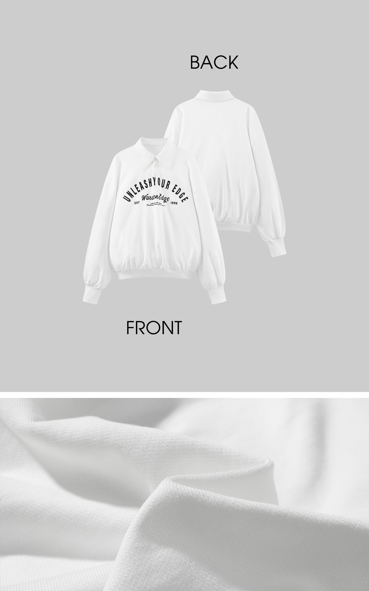 WARDEN EDGE Oversized Polo Sweatshirt with Bold Graphic Print and Streetwear Edge