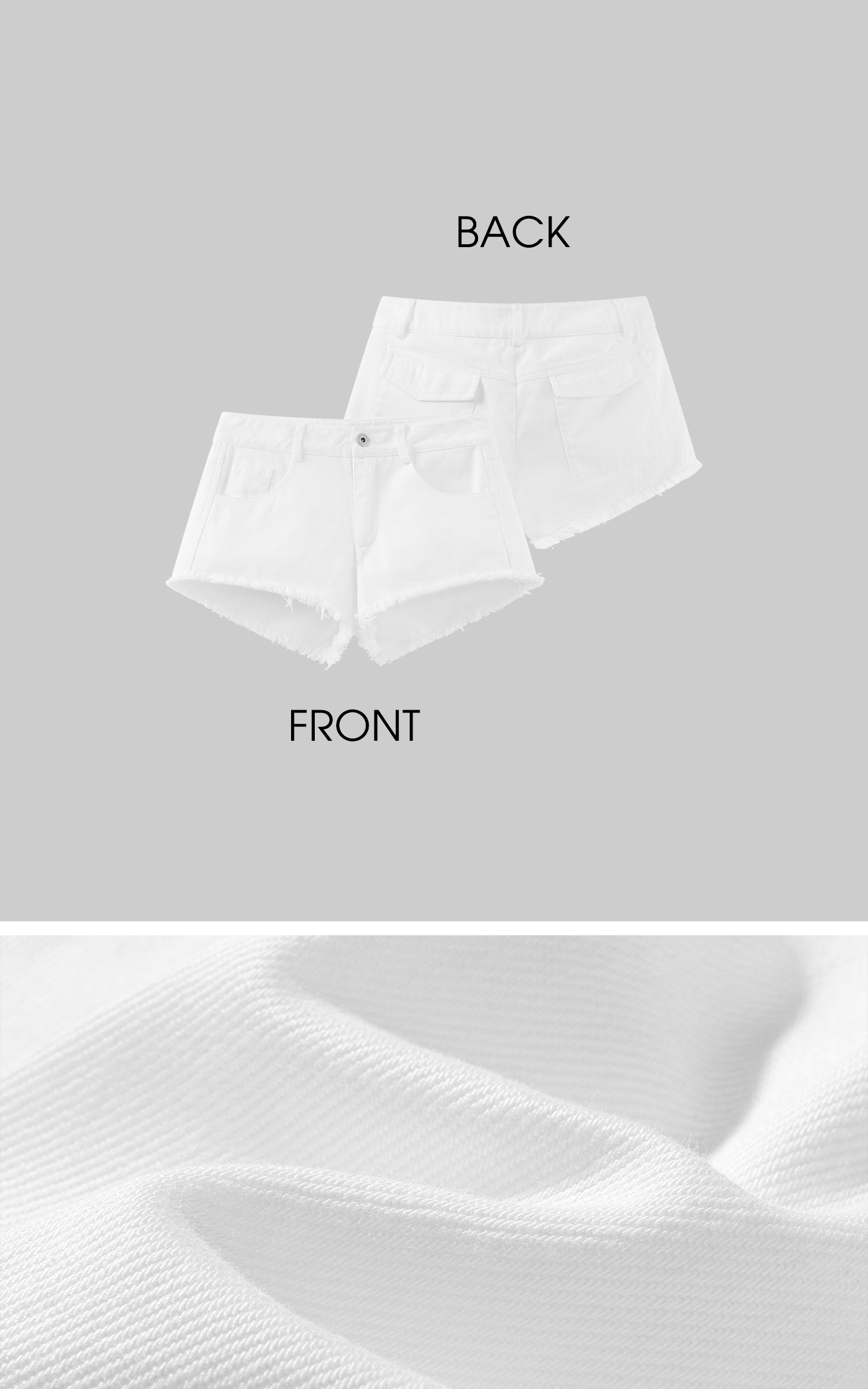 WARDEN EDGE ローライズカット＆バックフラップポケット付きのローヘムデニムショートパンツ