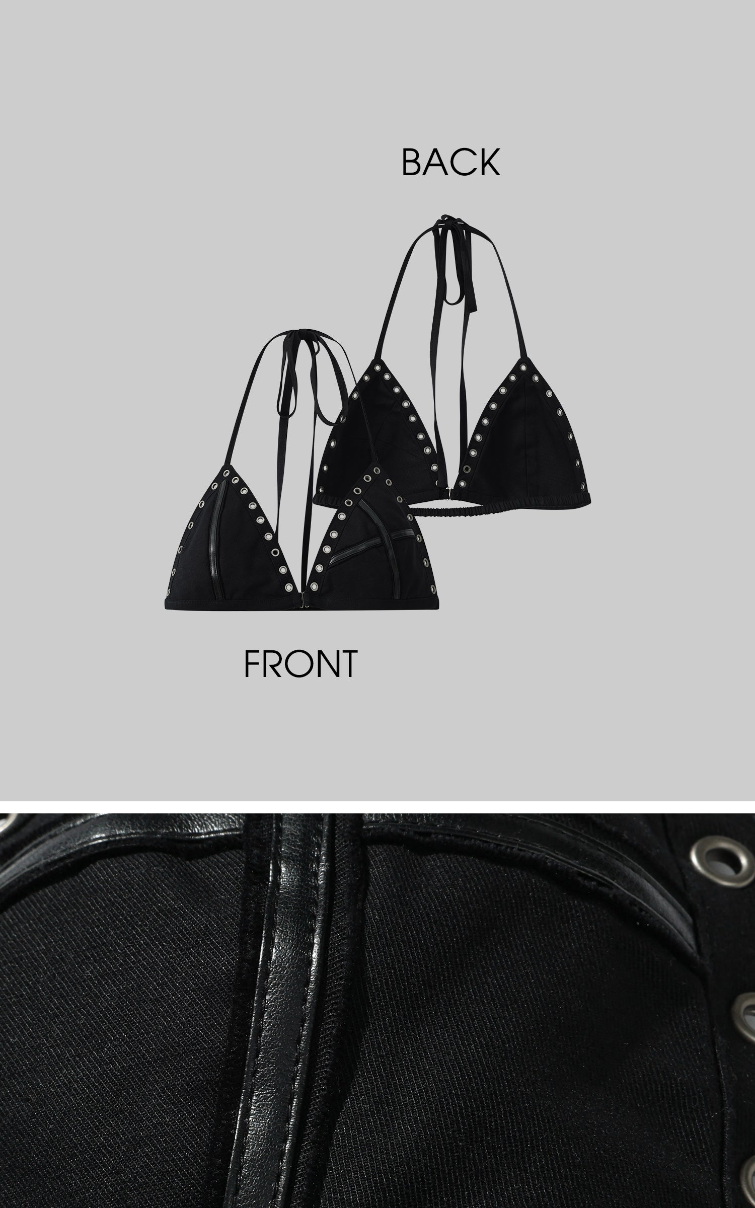 Low pixel スタッズ付きホルタートライアングルブラトップ