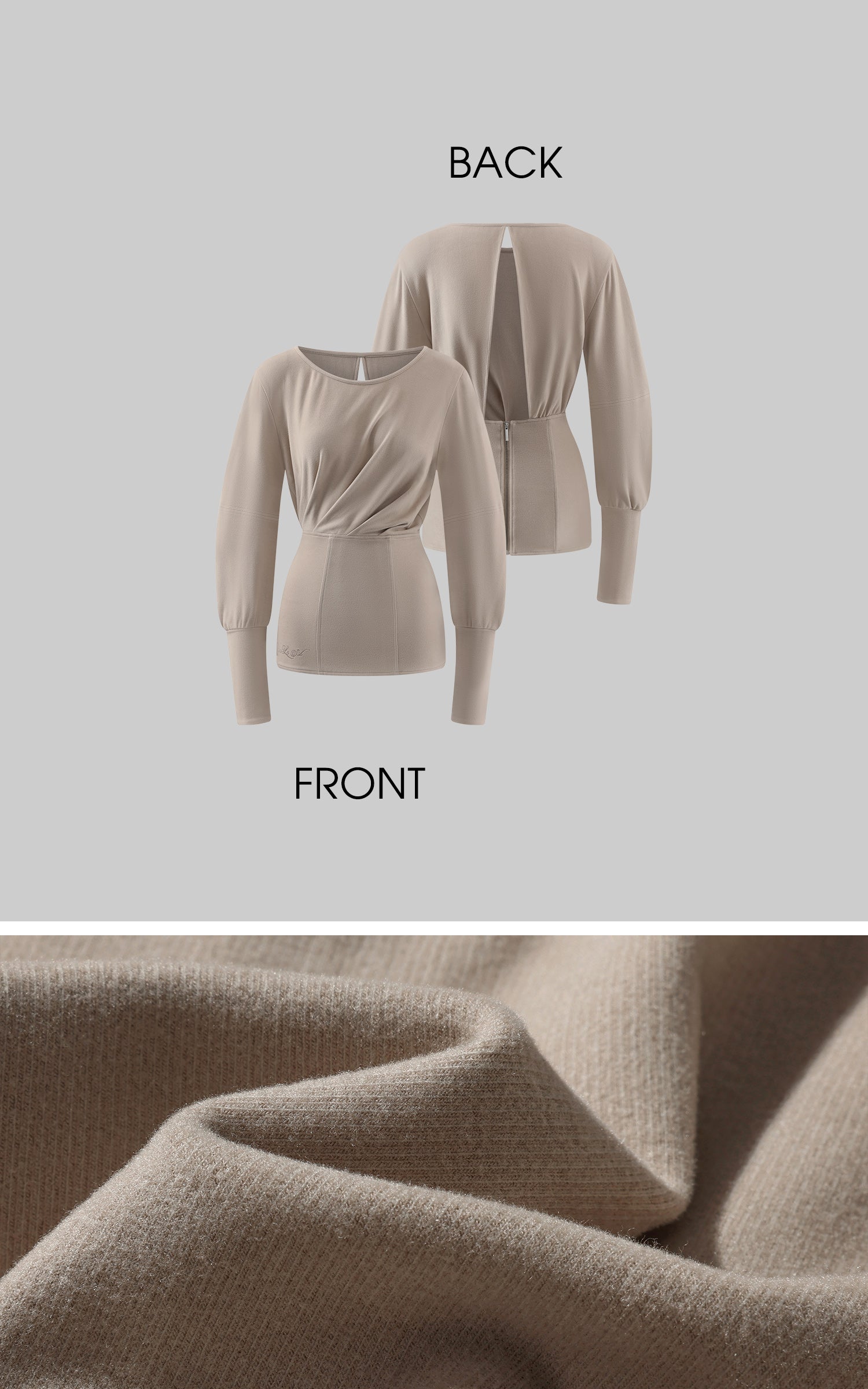 Rase le sol コルセットウエストとカットアウトバック付きのドレープスカルプチュラルニットトップ