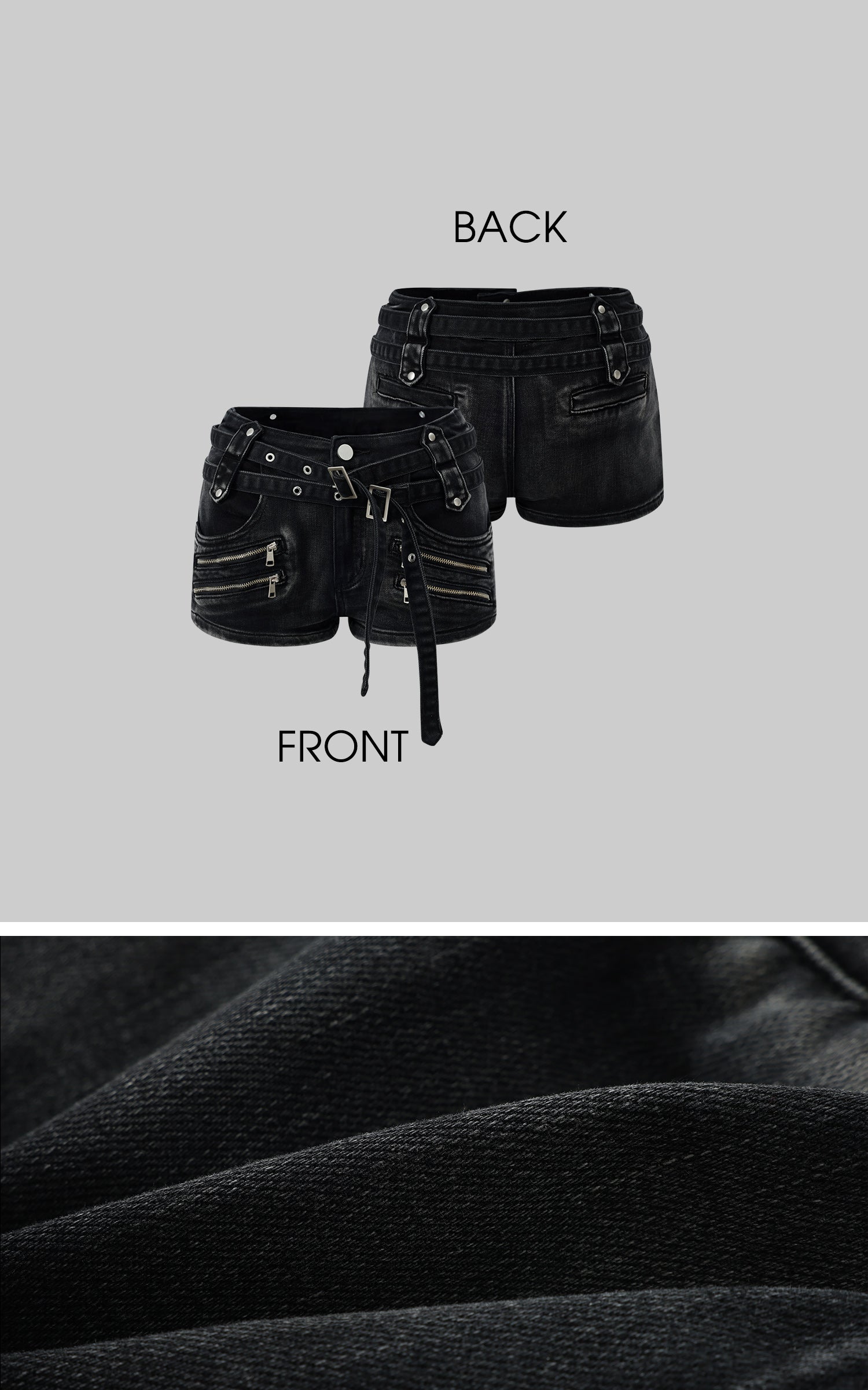 Rase le sol Multi-Belt Deconstructed Utility Denim Shorts - PINKPARKS