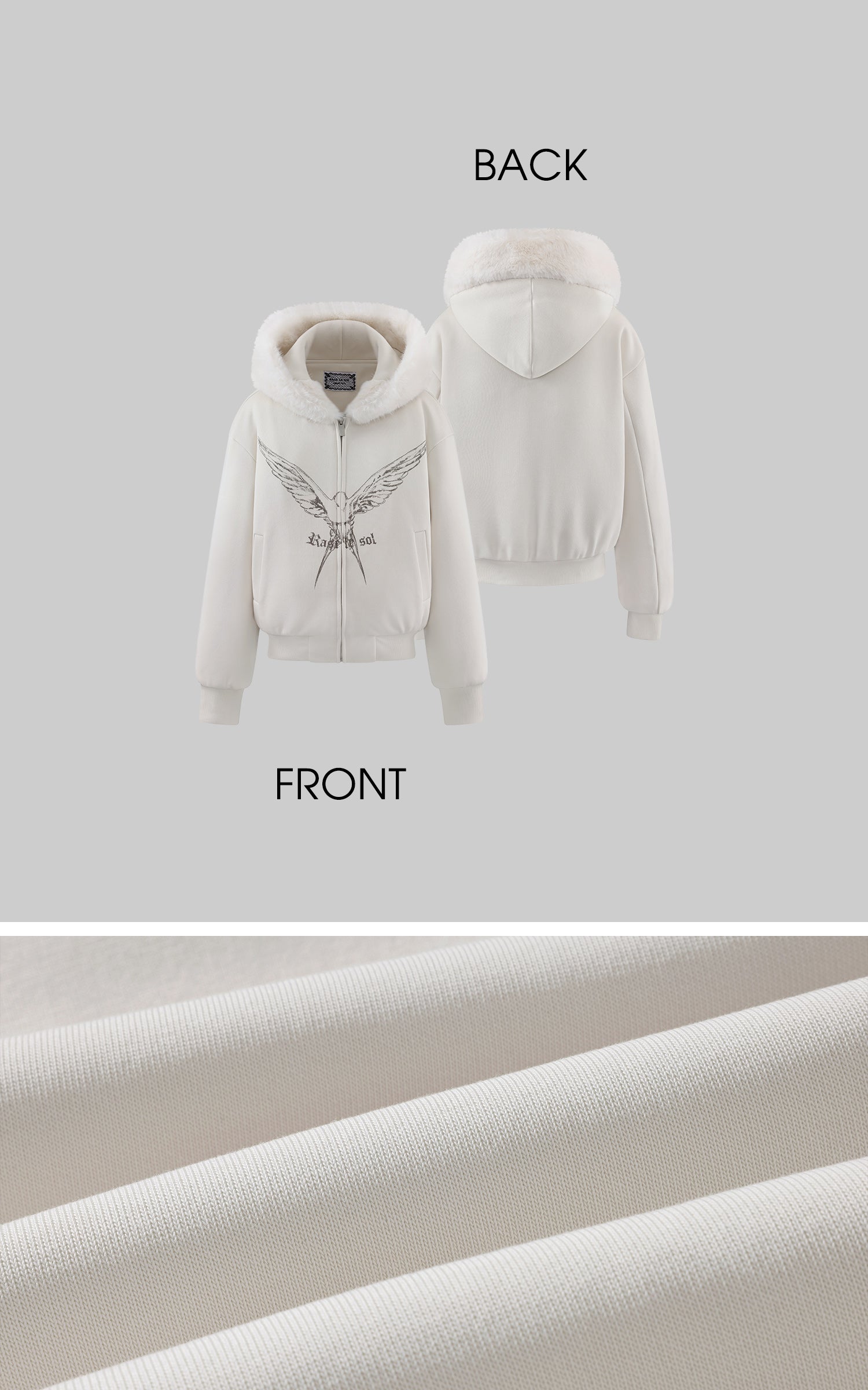 Rase le sol ウインググラフィック付きフリースフーディ