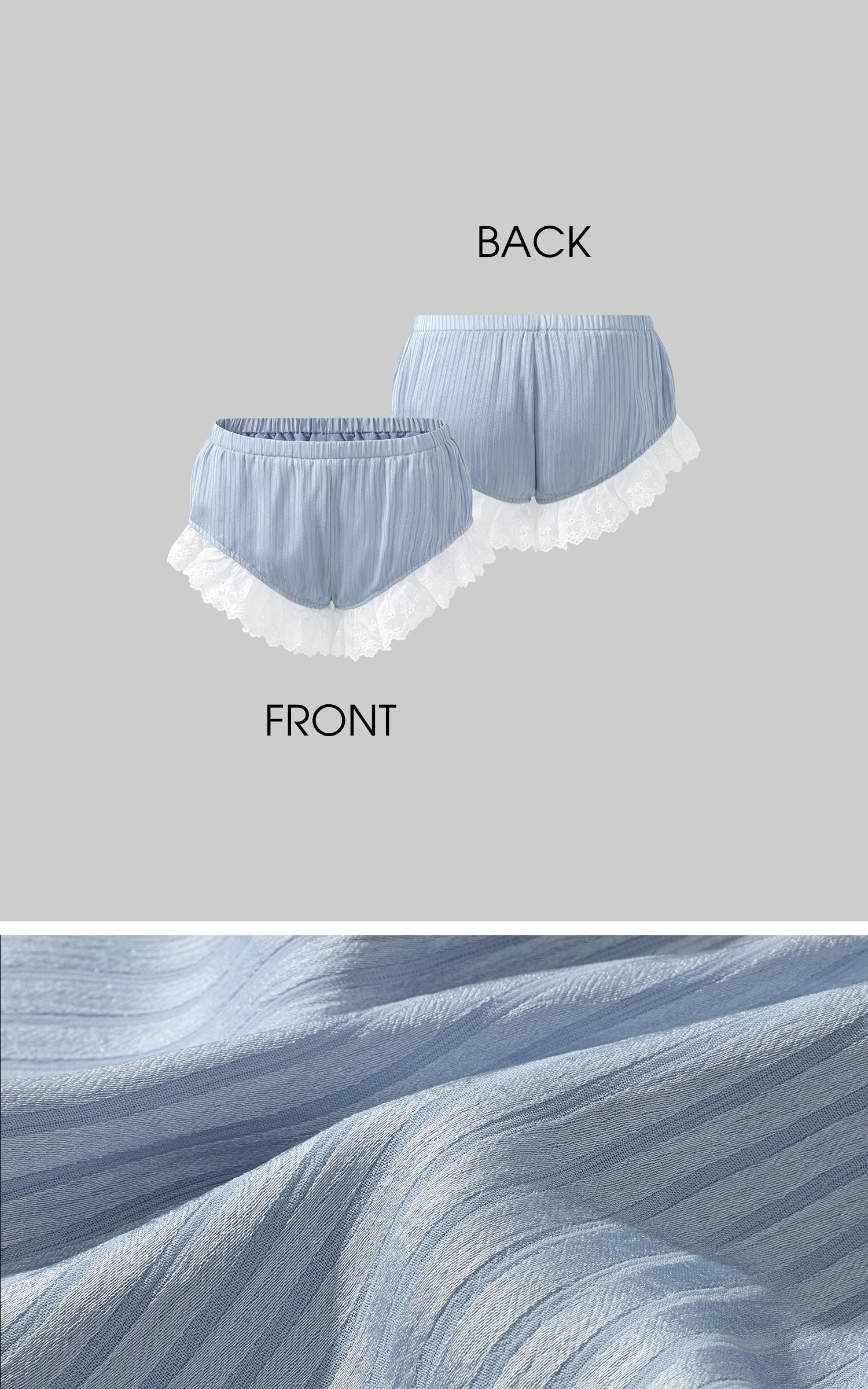 Rase le sol Lace Trim Lantern Sleeve Top &amp; Shorts Set - PINKPARKS