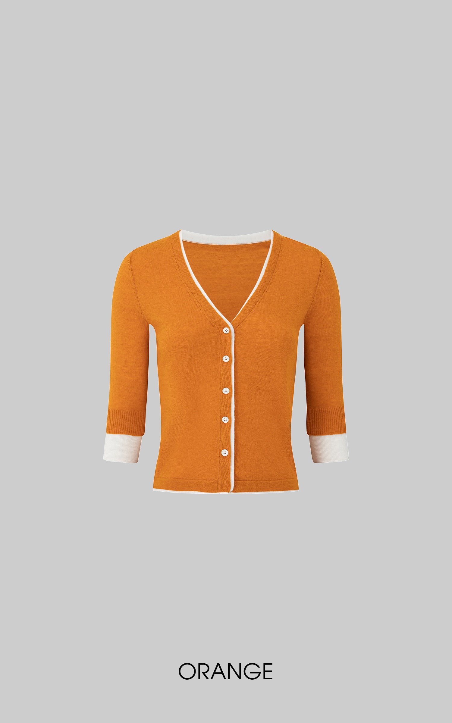 IAMXIAA コントラストトリム Vネック フィットニットカーディガン