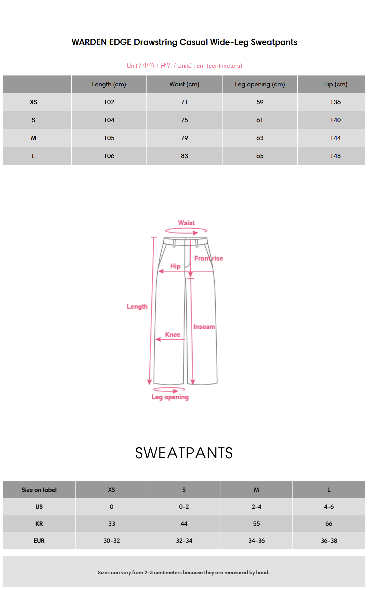 WARDEN EDGE Drawstring Casual Wide-Leg Sweatpants - PINKPARKS