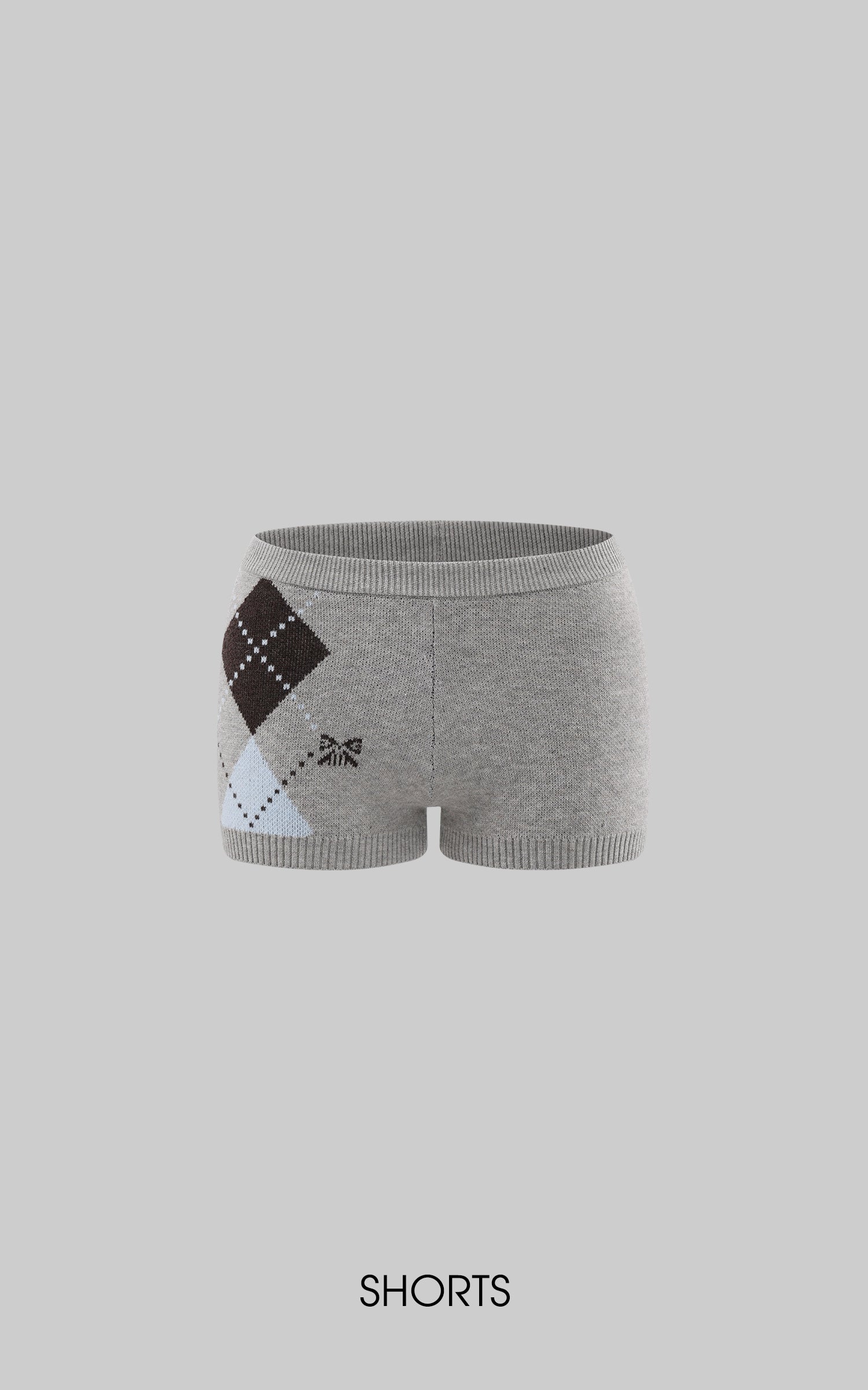 Rase le sol アーガイルニットセット クロップドカーディガンとミニショーツ付き