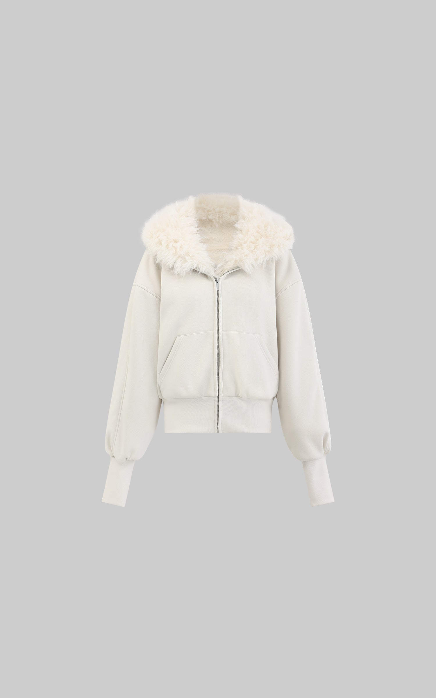 Rase le sol Faux Fur-Trimmed Hoodie Jacket - PINKPARKS