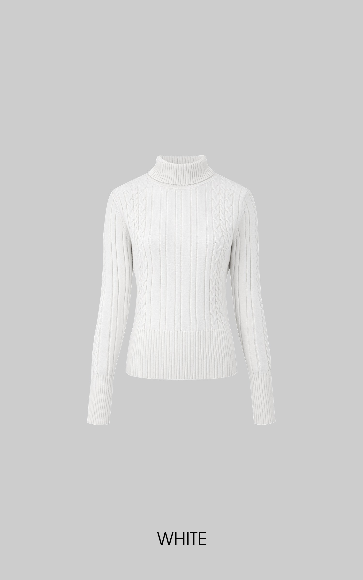 IAMXIAA ケーブルニットリブタートルネックスリムセーター