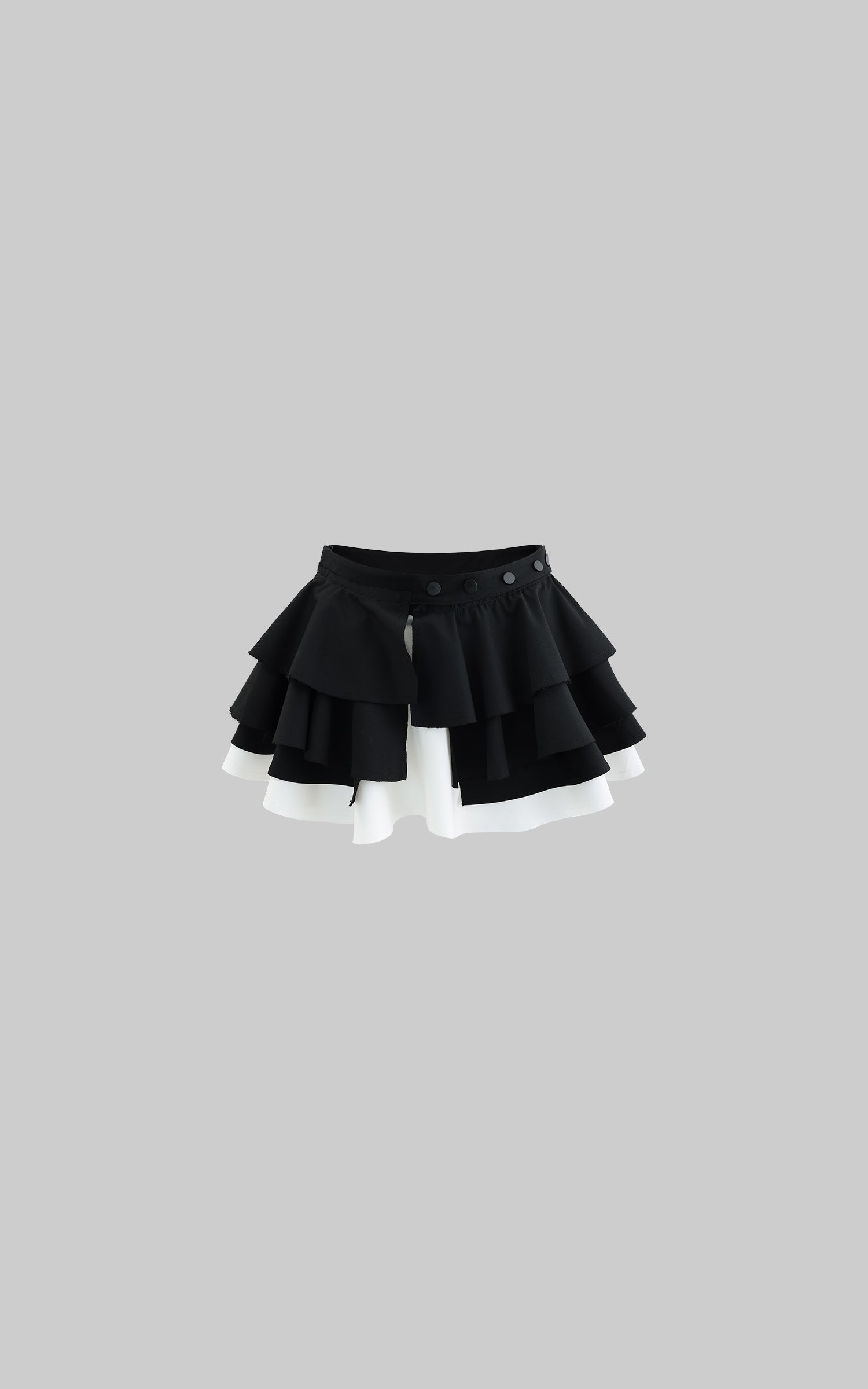 Rase le sol Layered Low-Waist Skirt with Ruffled Hem - PINKPARKS