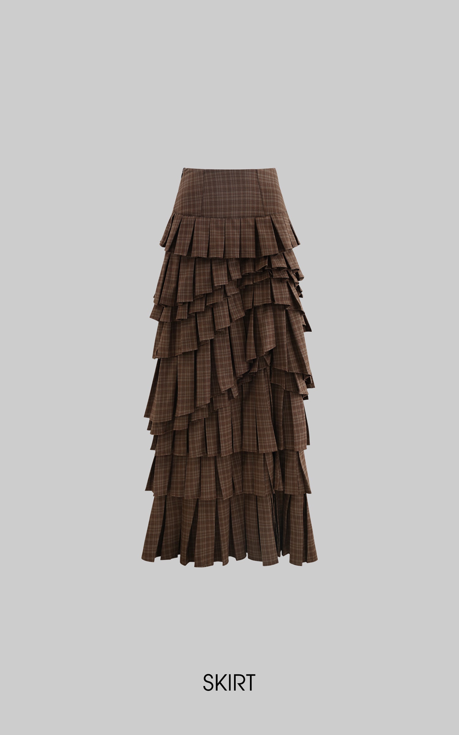 Rase le sol 解体風チェックシャツ＆ティアードマキシスカートセット