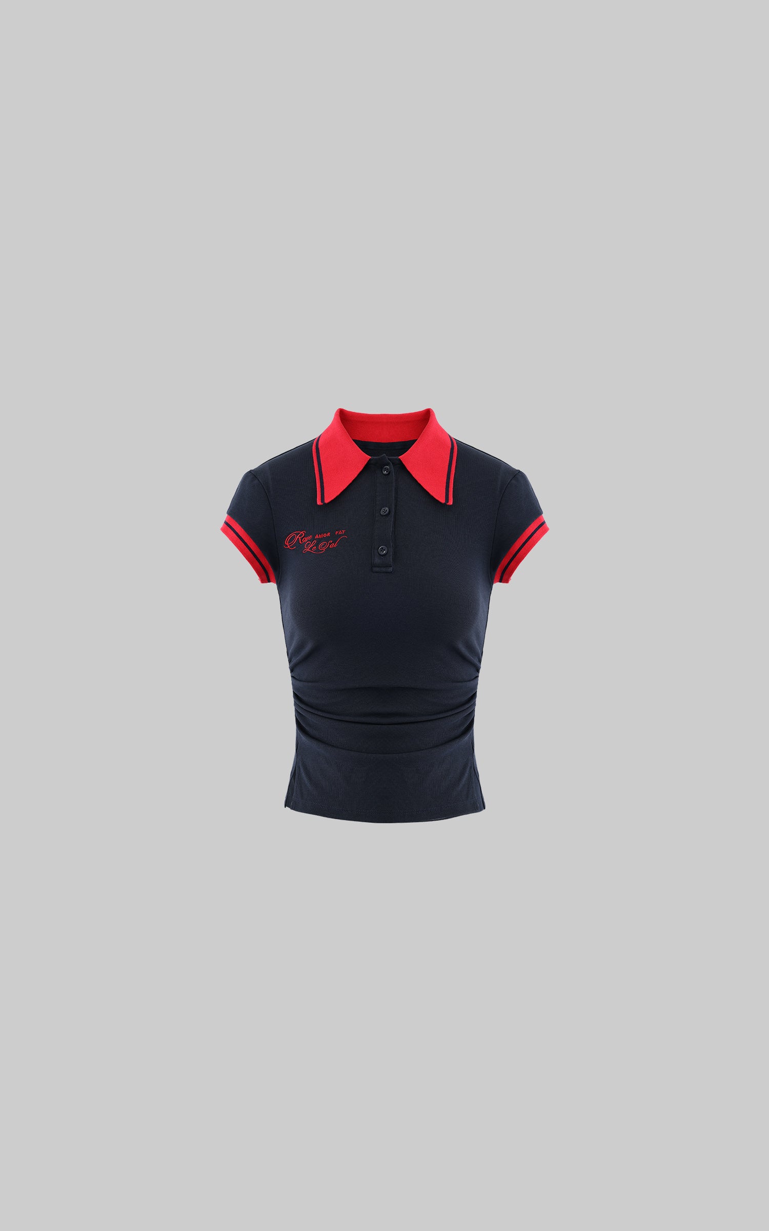 Rase le sol Polo Collar Short-Sleeve Top - PINKPARKS