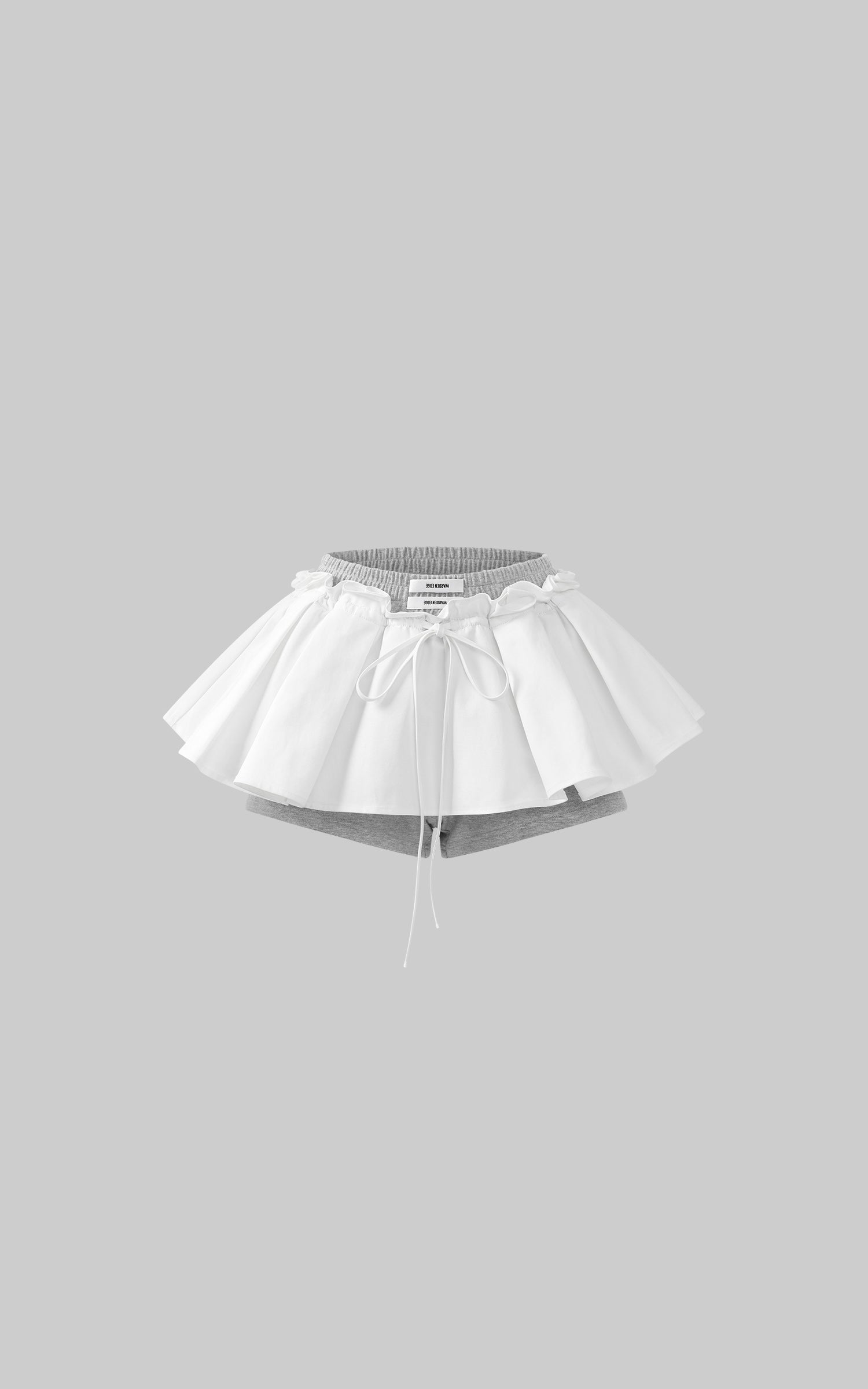 WARDEN EDGE Layered Mini Skirt with Contrast Drawstring Waist and Sporty Cotton Shorts