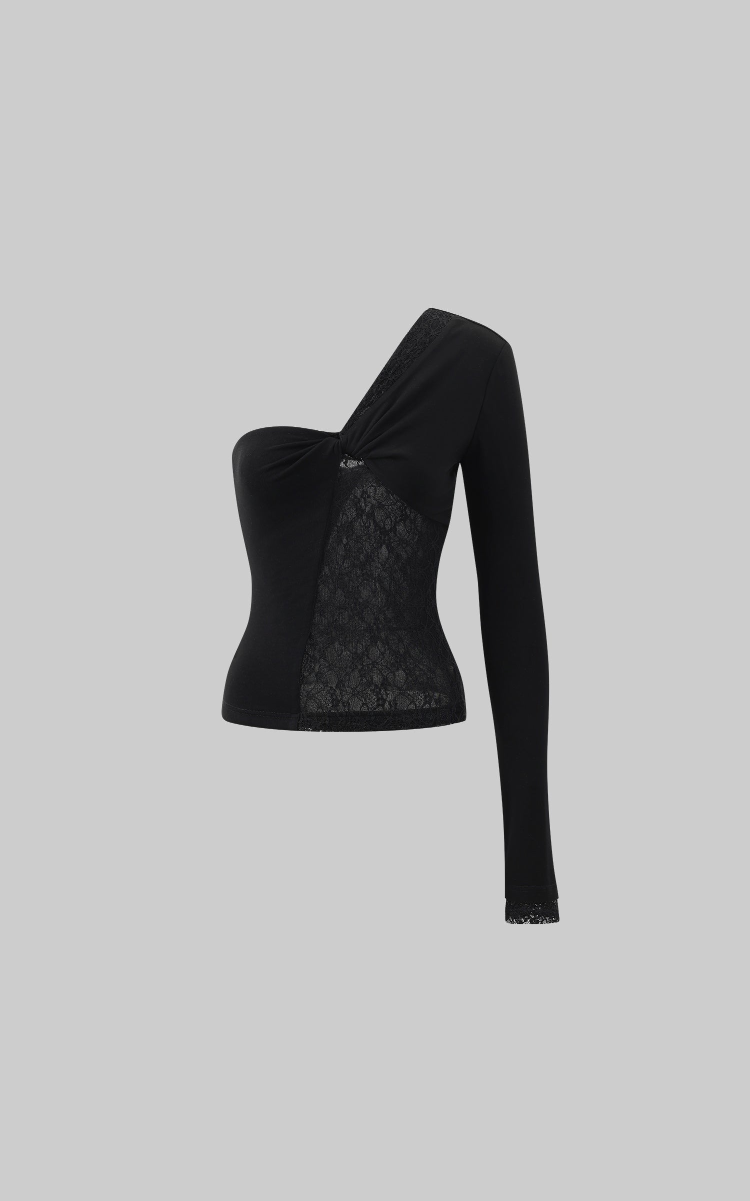 Rase le sol Lace and Mesh Panel Off-Shoulder Top - PINKPARKS