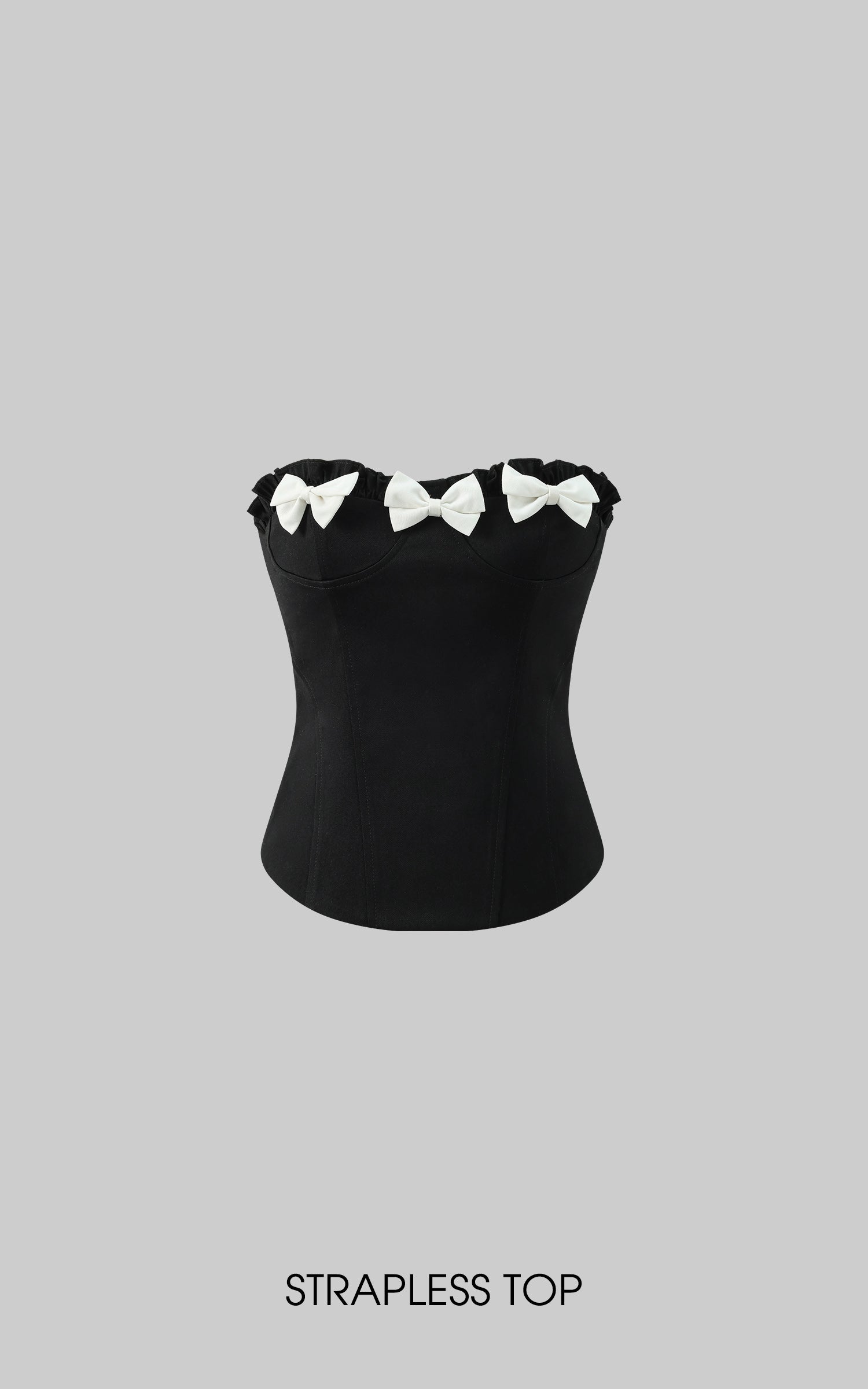 Rase le sol Bow Detail Strapless Top and Bubble Skirt Shorts Set - PINKPARKS