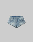 WARDEN EDGE Distressed Denim Shorts with Folded Hem & Ring Stitch - PINKPARKS