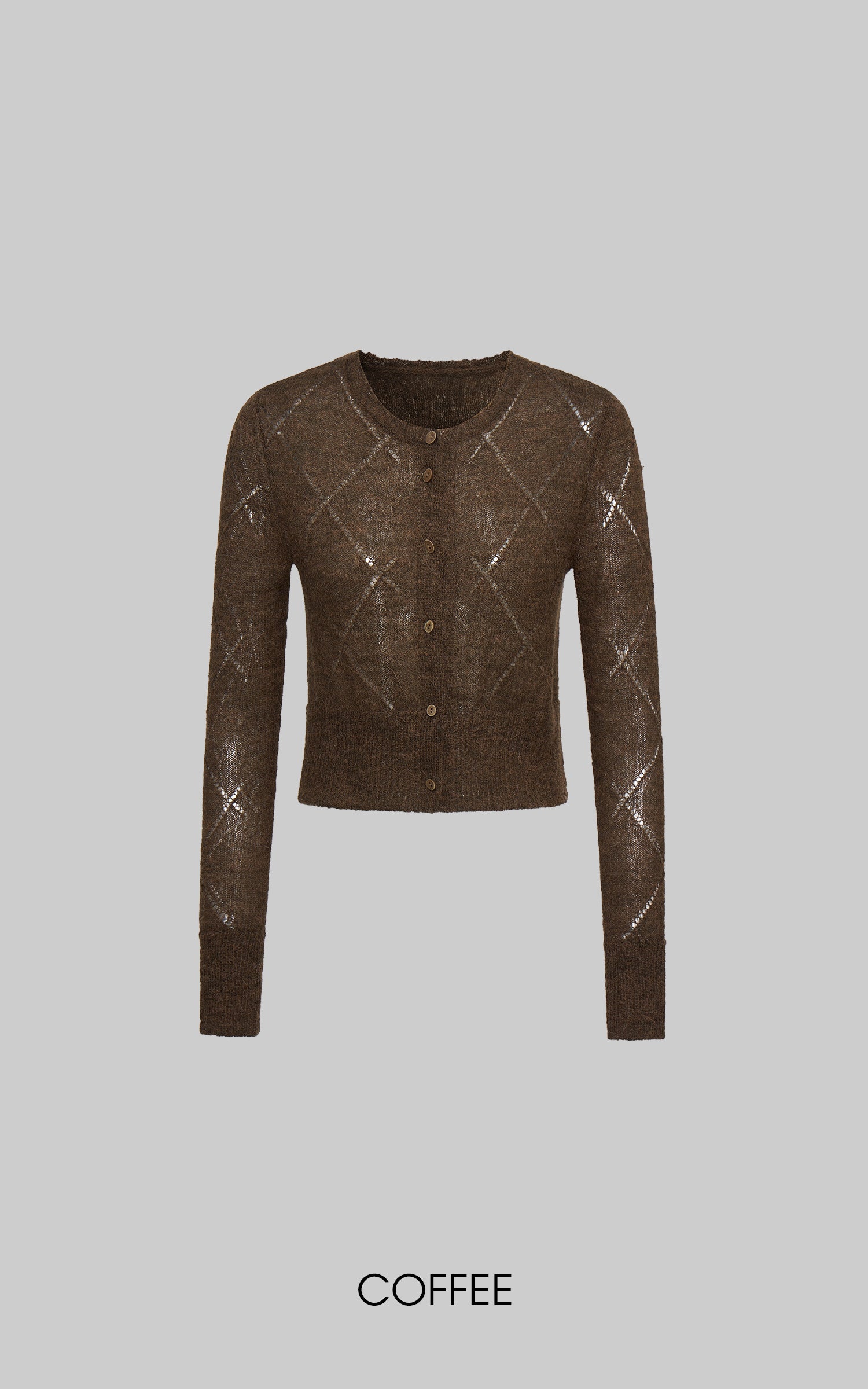 IAMXIAA シアーニットボタンアップカーディガン