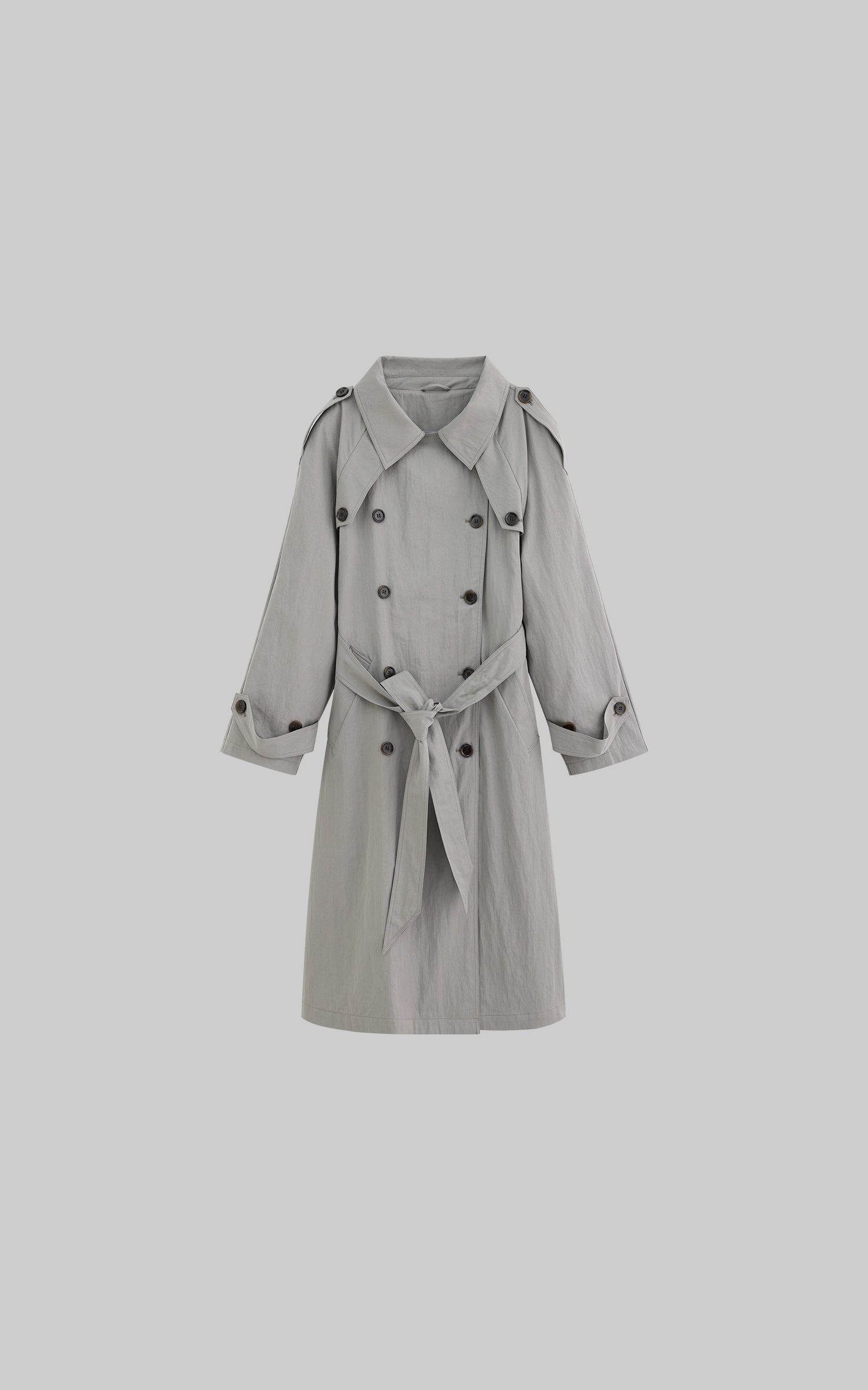 ROVENTE Structured Matte Trench Coat in Mist Grey - PINKPARKS