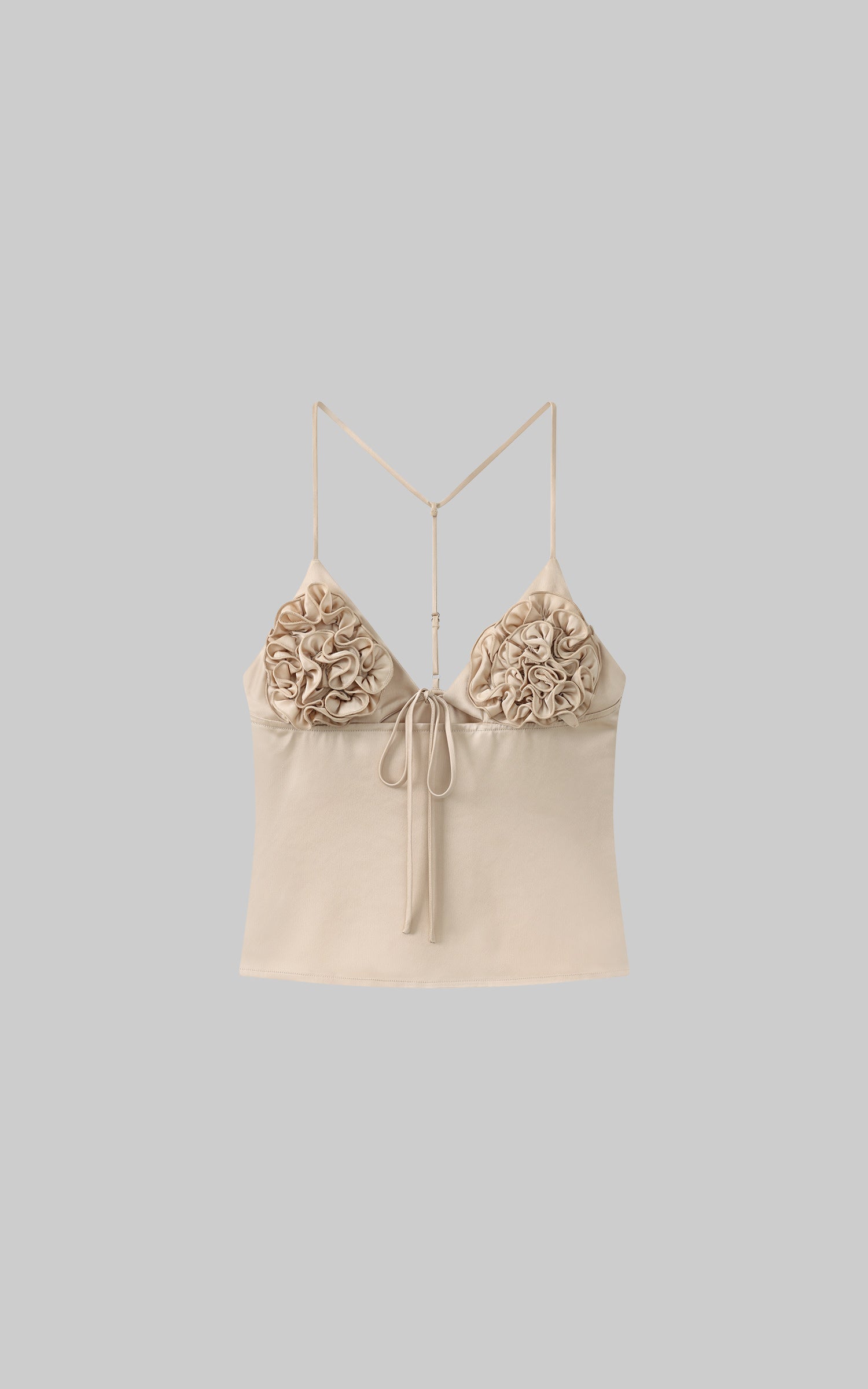 ROVENTE Rosette Detail Satin Camisole with Adjustable Straps - PINKPARKS