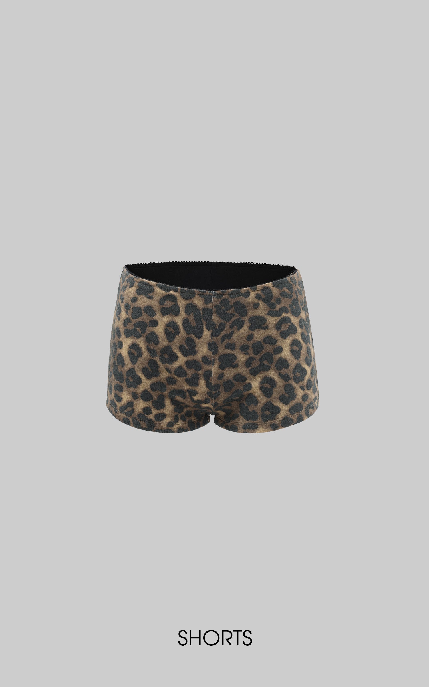 ROVENTE レオパード柄ブラ＆ショーツセット付きディープVブラックトップ