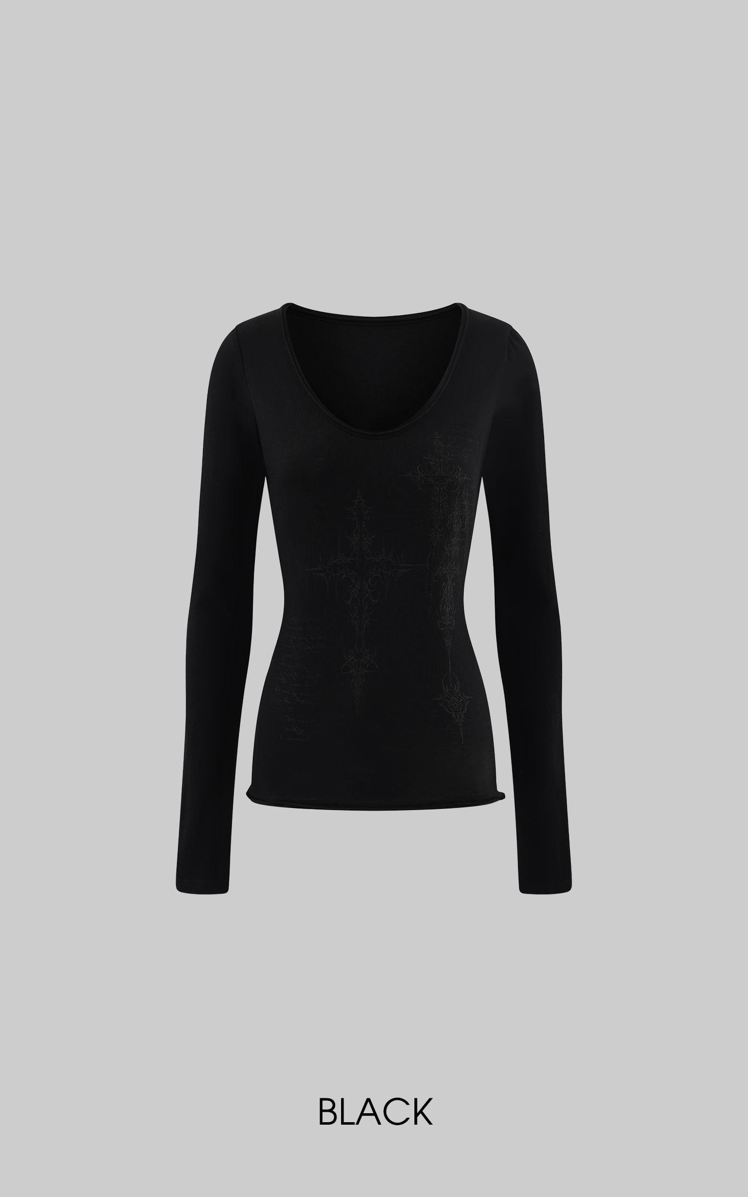 Low pixel ゴシッククロスウィングプリントフィットロングスリーブTシャツ