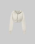 ROVENTE Cropped Hoodie with Zip and Gathered Hem - PINKPARKS